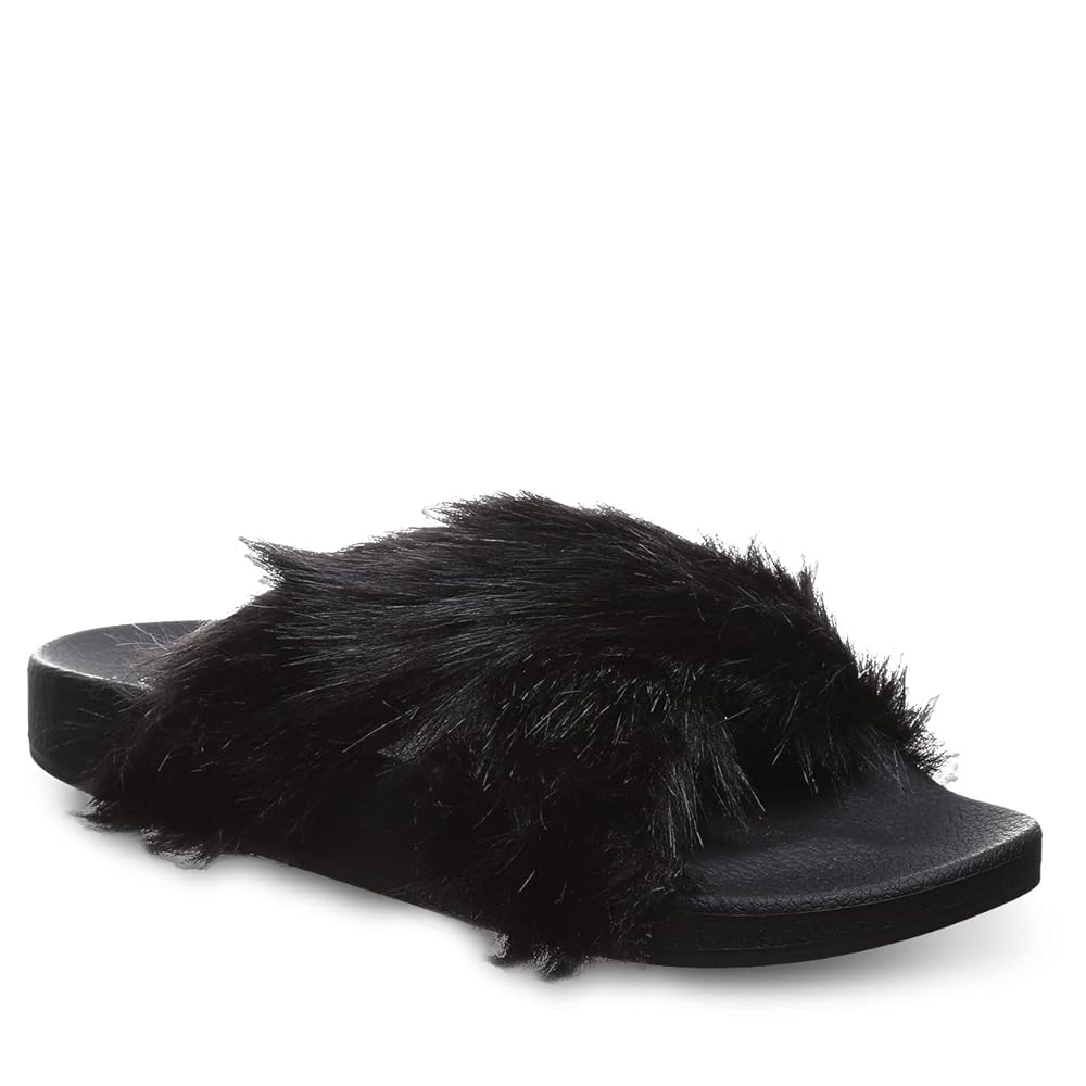 Bearpaw Lauryn Women's Furry Slide Sandals - 2909W in Black