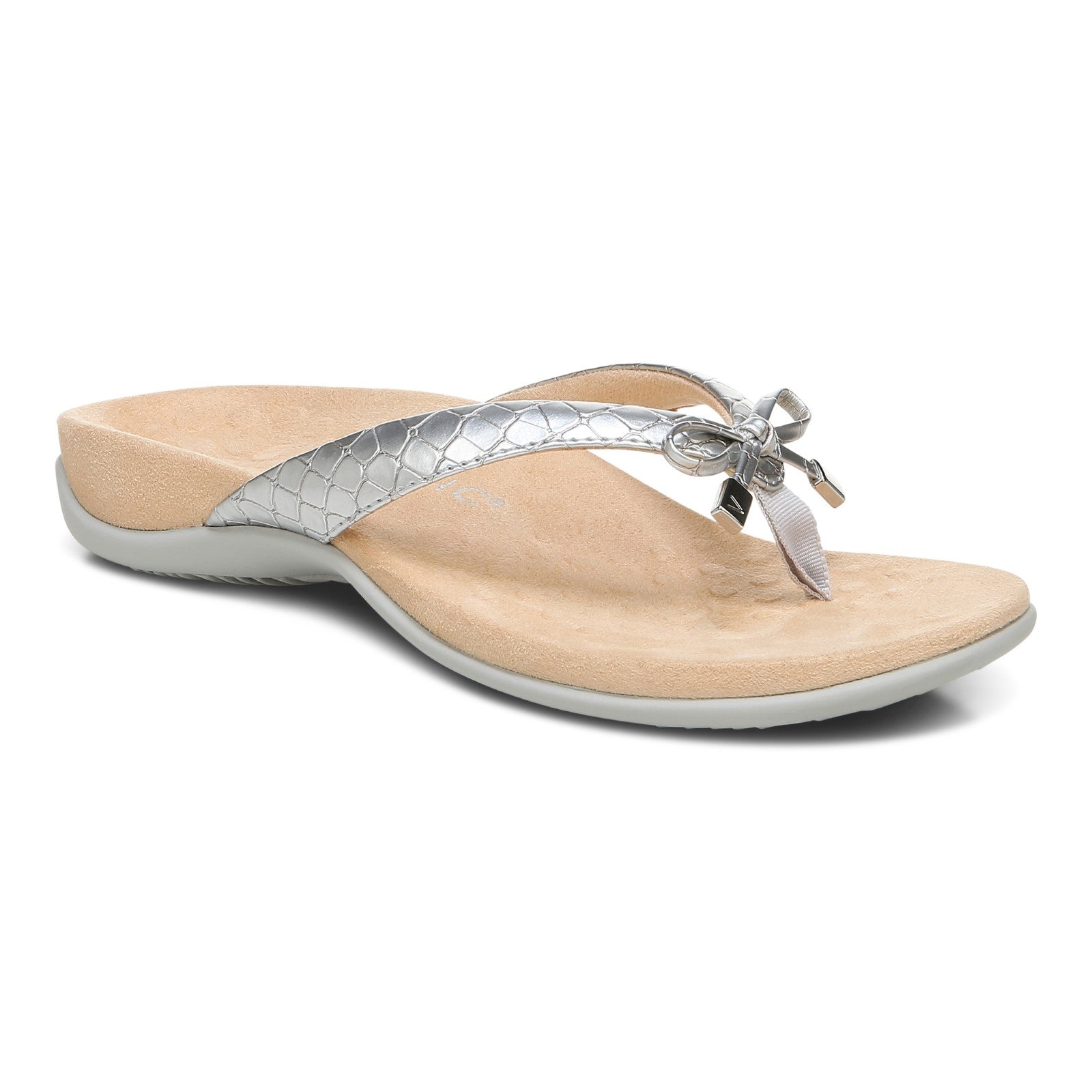 Vionic Bella - Women's Orthotic Thong Sandals in Silver
