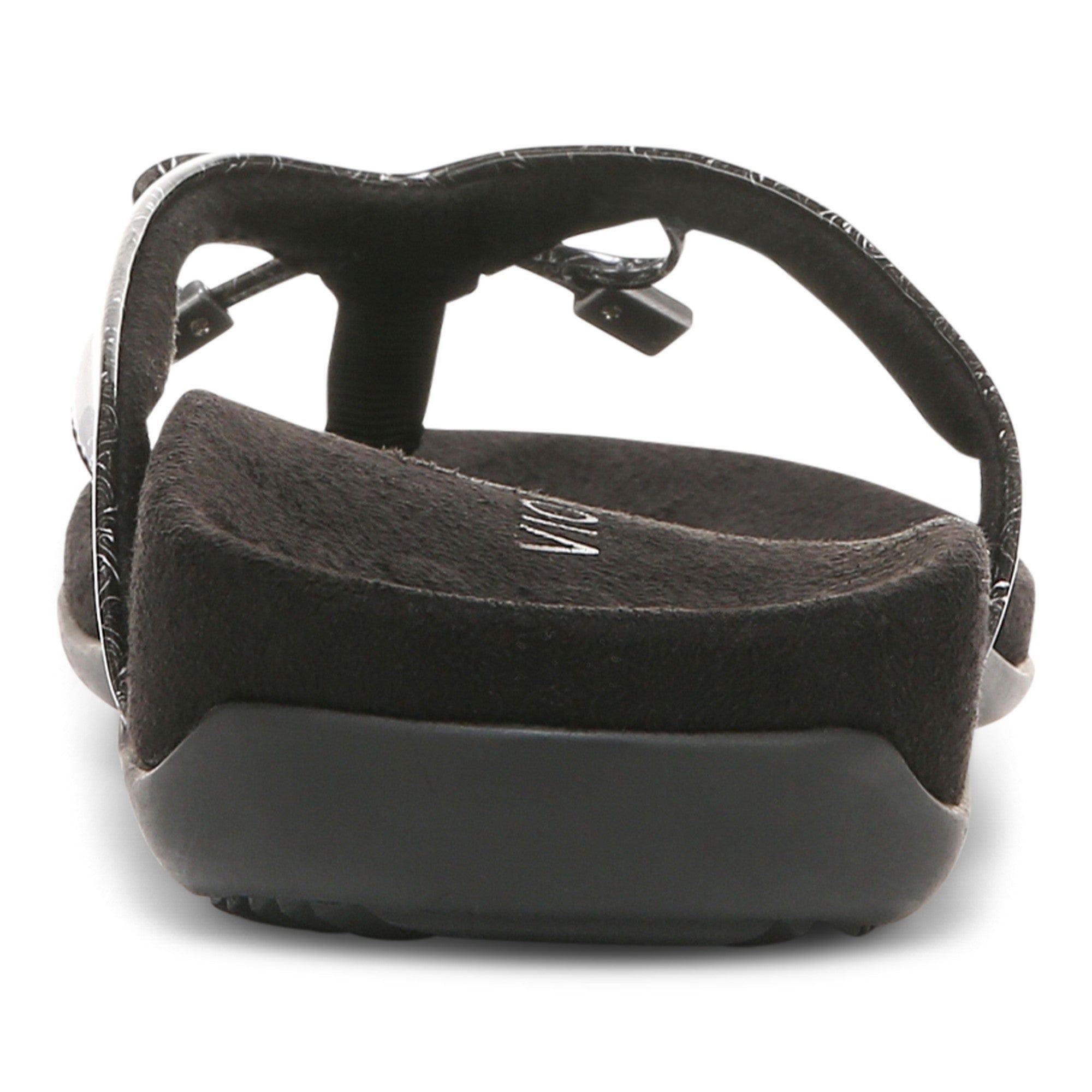 Vionic Bella - Women's Orthotic Thong Sandals - Black Tile Patent - Back