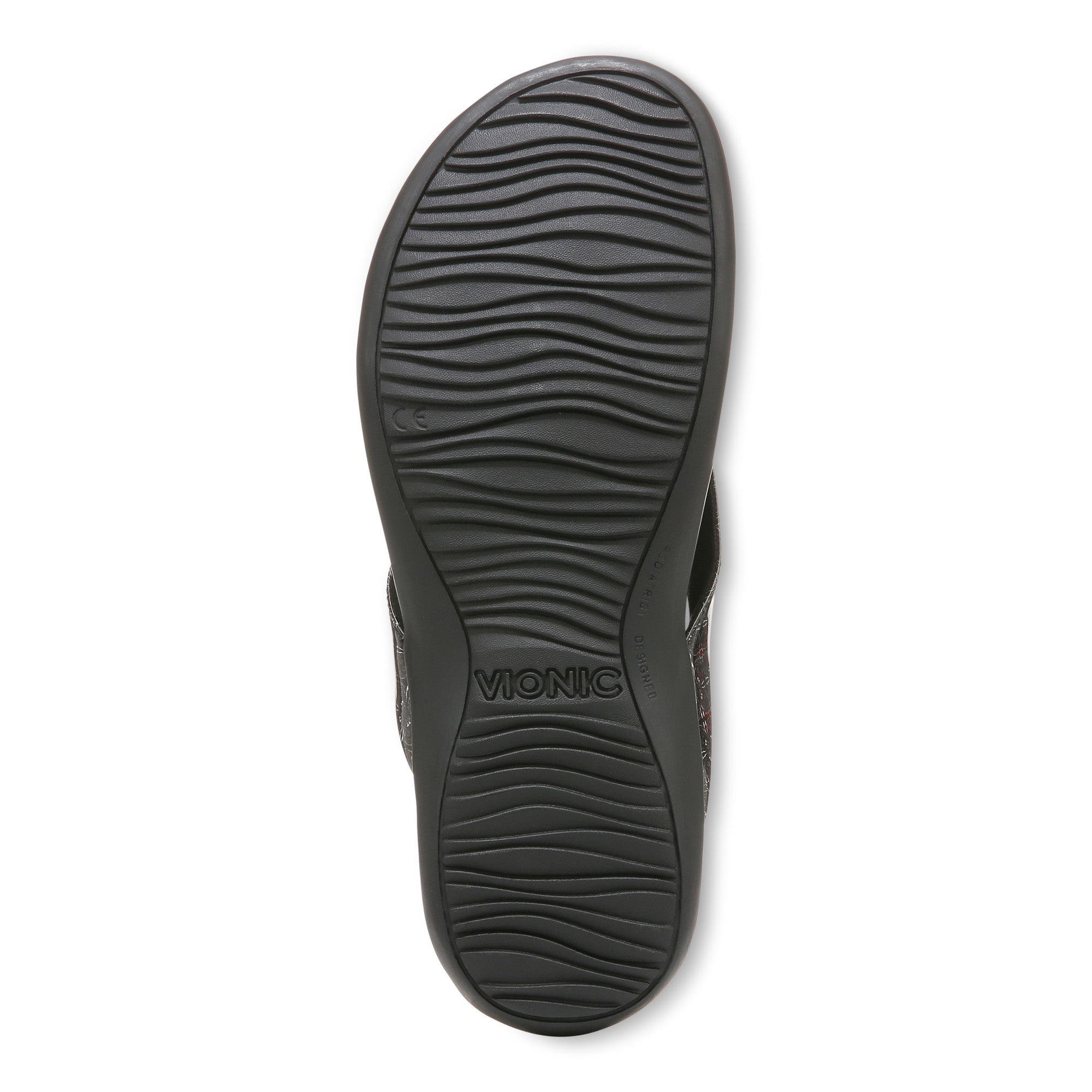 Vionic Bella - Women's Orthotic Thong Sandals - Black Tile Patent - Bottom