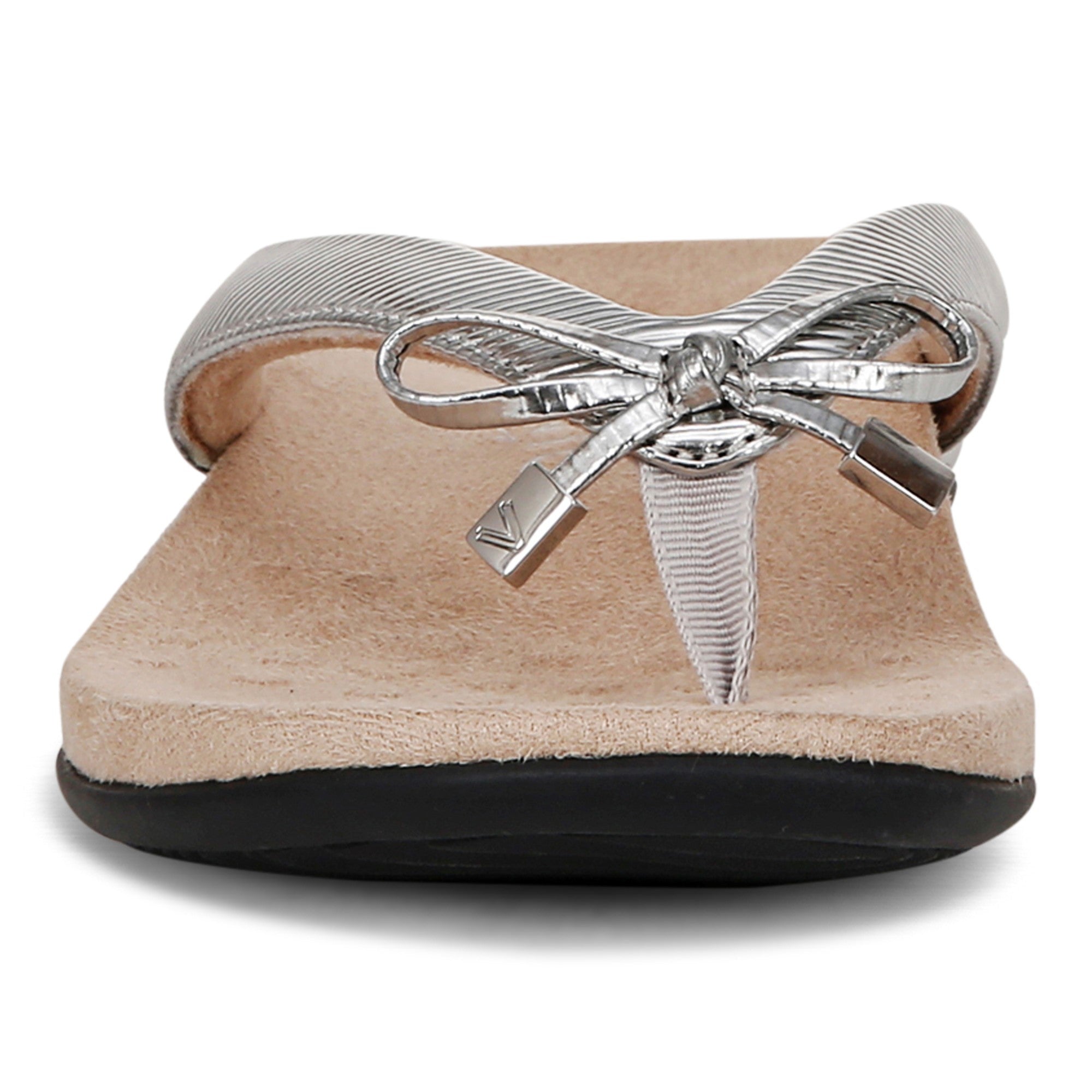 Vionic Bella - Women's Orthotic Thong Sandals - Aluminum Met - Front