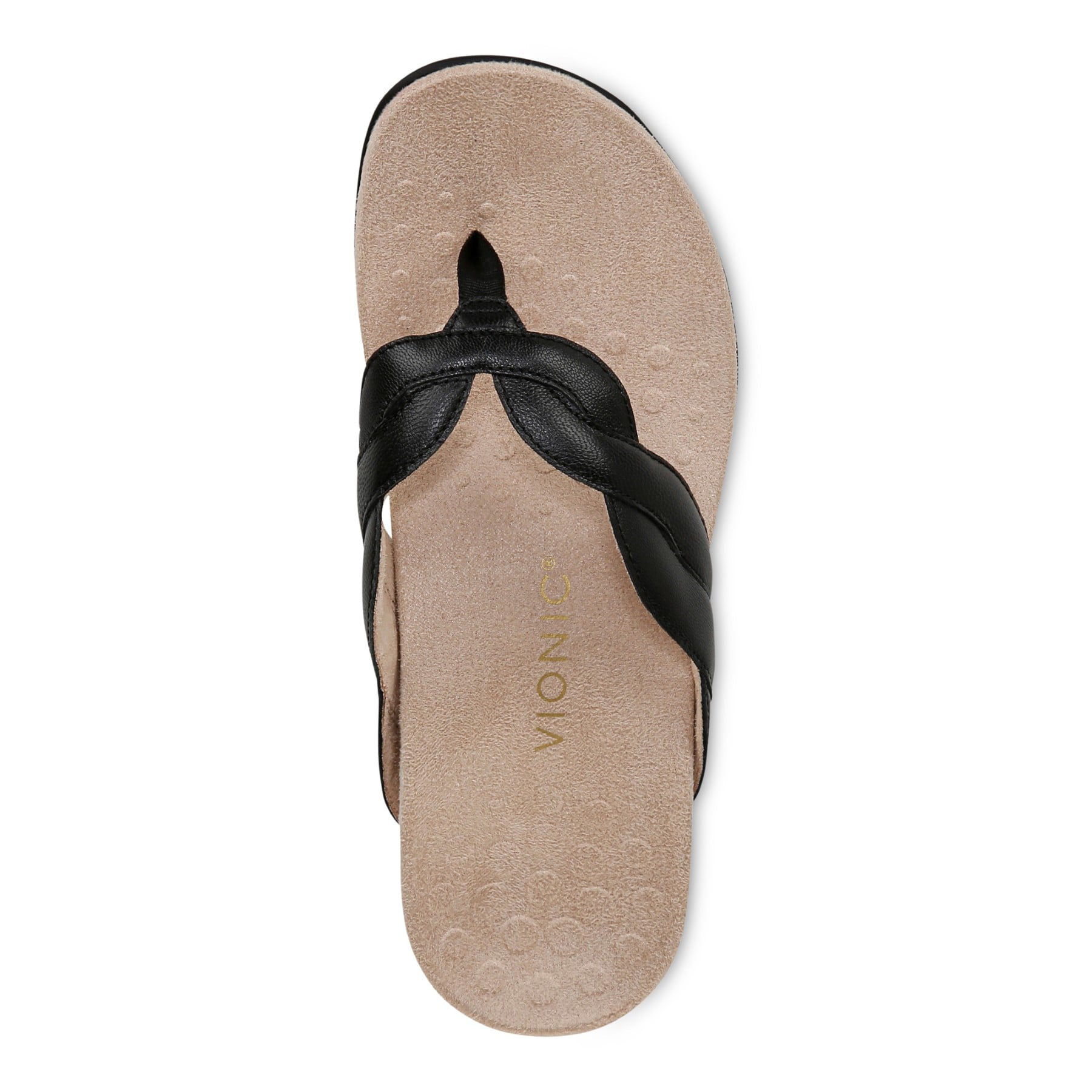 Vionic Bella Braid Women's Thong Orthotic Arch Support Sandal - Black - Top