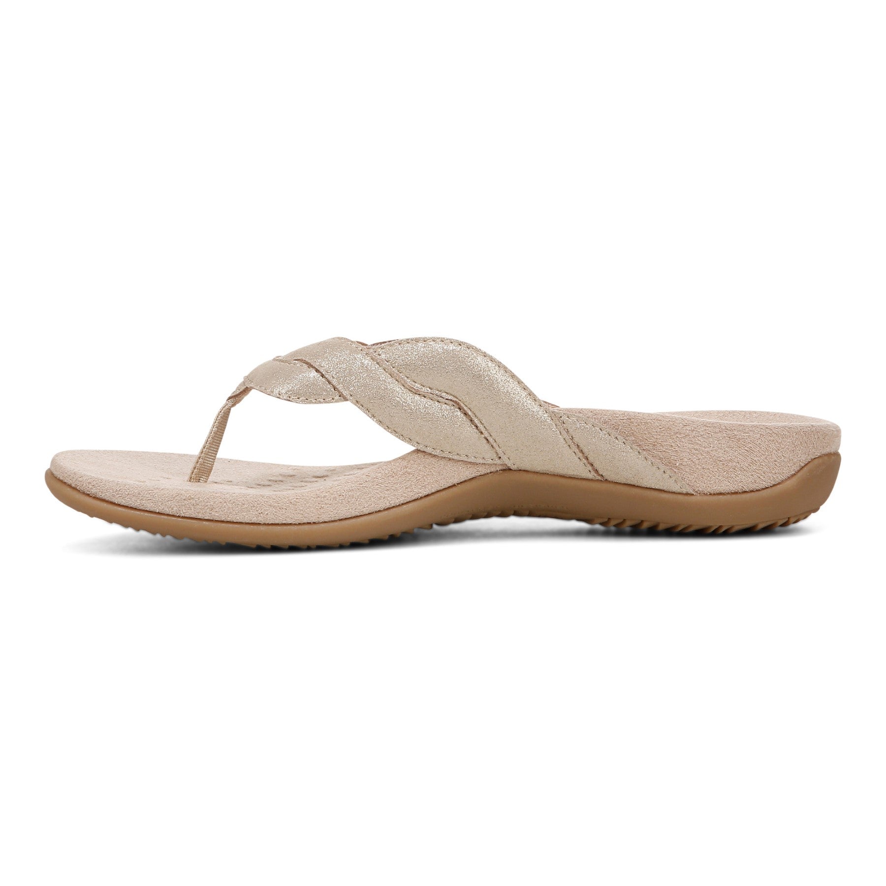Vionic Bella Braid Women's Thong Orthotic Arch Support Sandal - Gold - Left Side