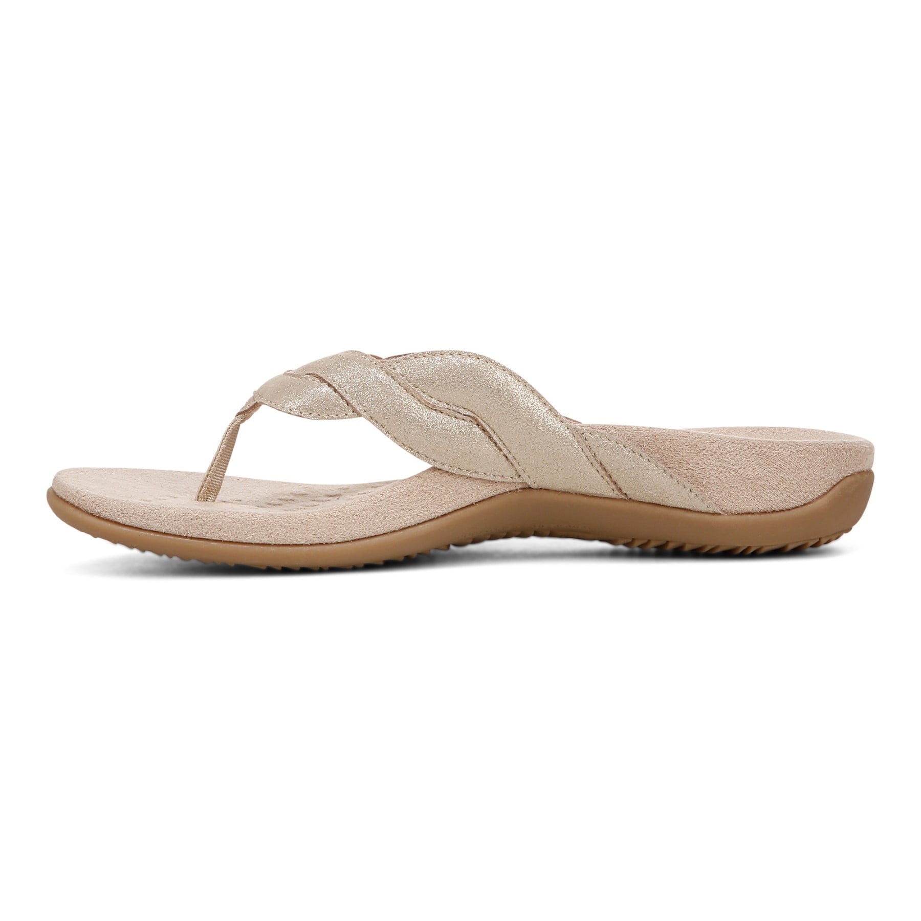 Vionic Bella Braid Women's Thong Orthotic Arch Support Sandal - Gold - Left Side