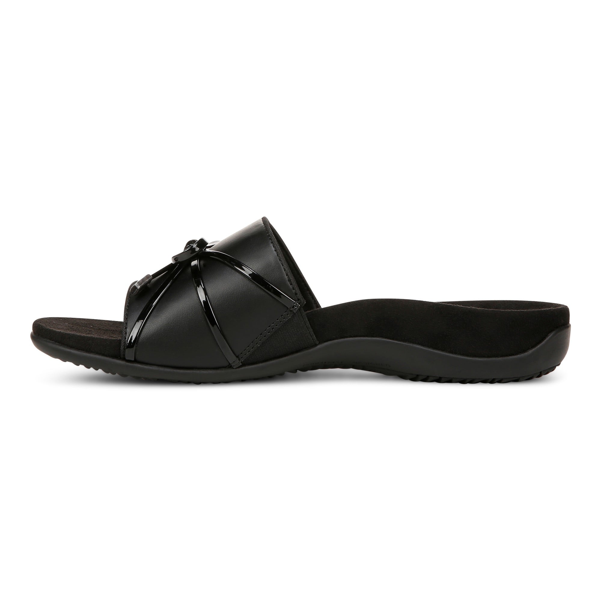 Vionic Bella Slide Women's Comfort Supportive Sandal - Black - Left Side