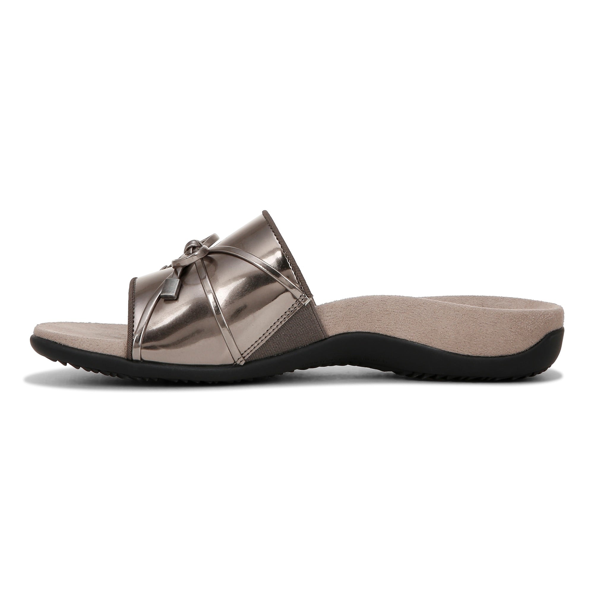 Vionic Bella Slide Women's Comfort Supportive Sandal - Pewter - Left Side