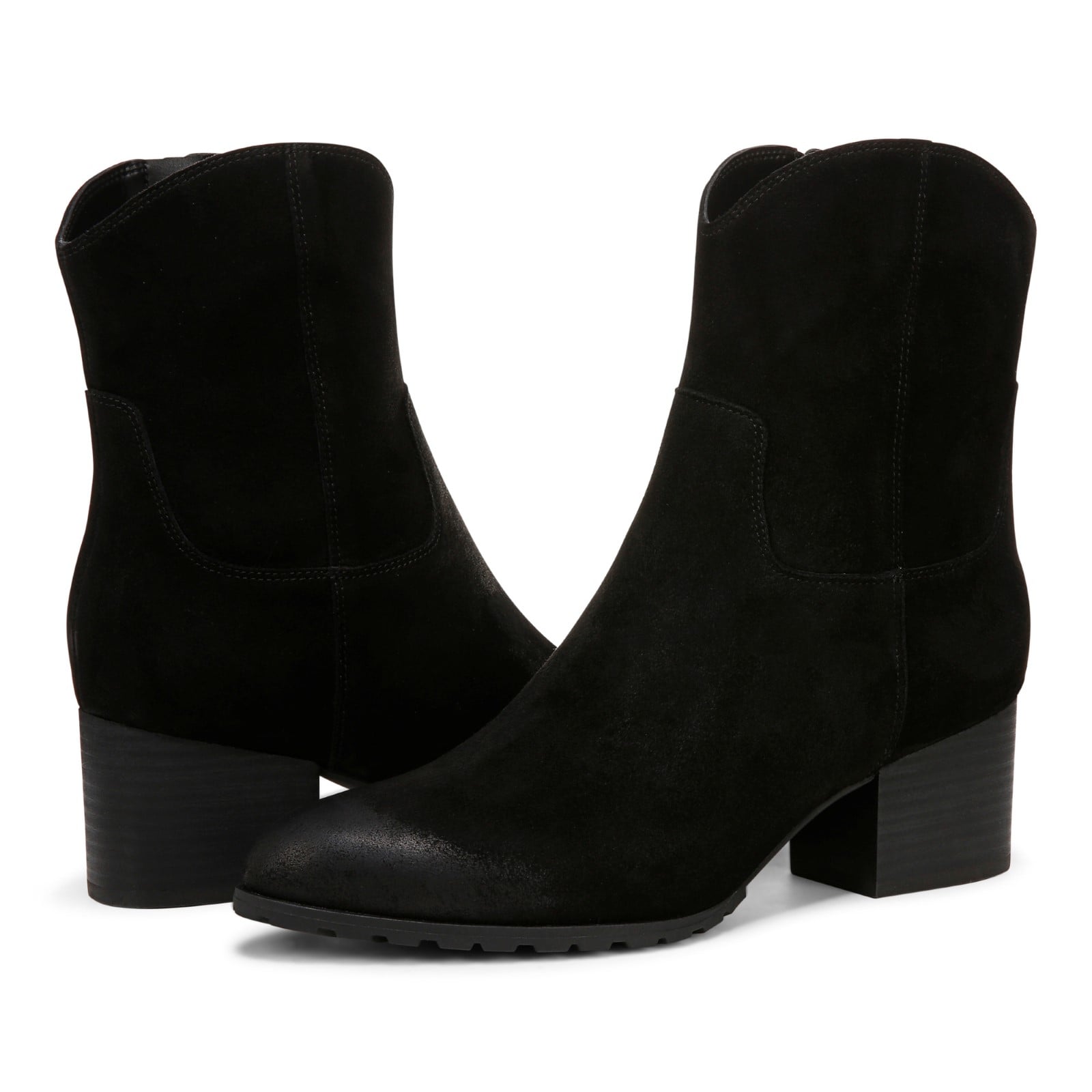 Vionic Bishop womens Western Short Boot - Black - pair left angle