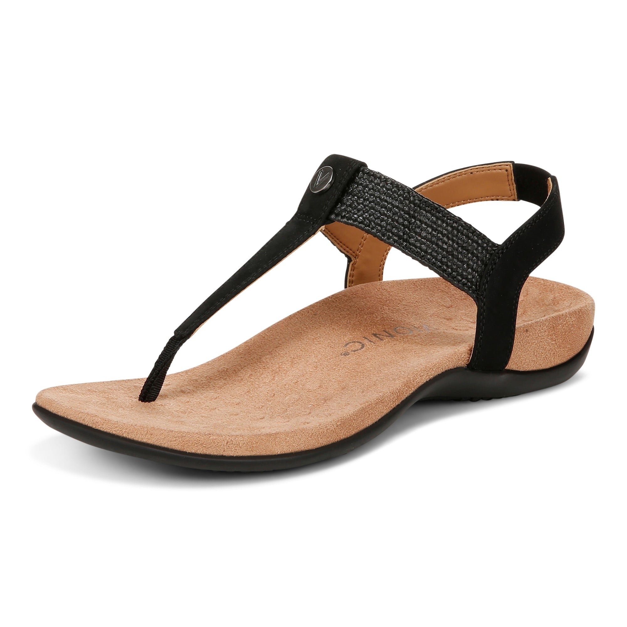 Vionic Brea Women's Toe Post Comfort Sandal - Black - Left angle