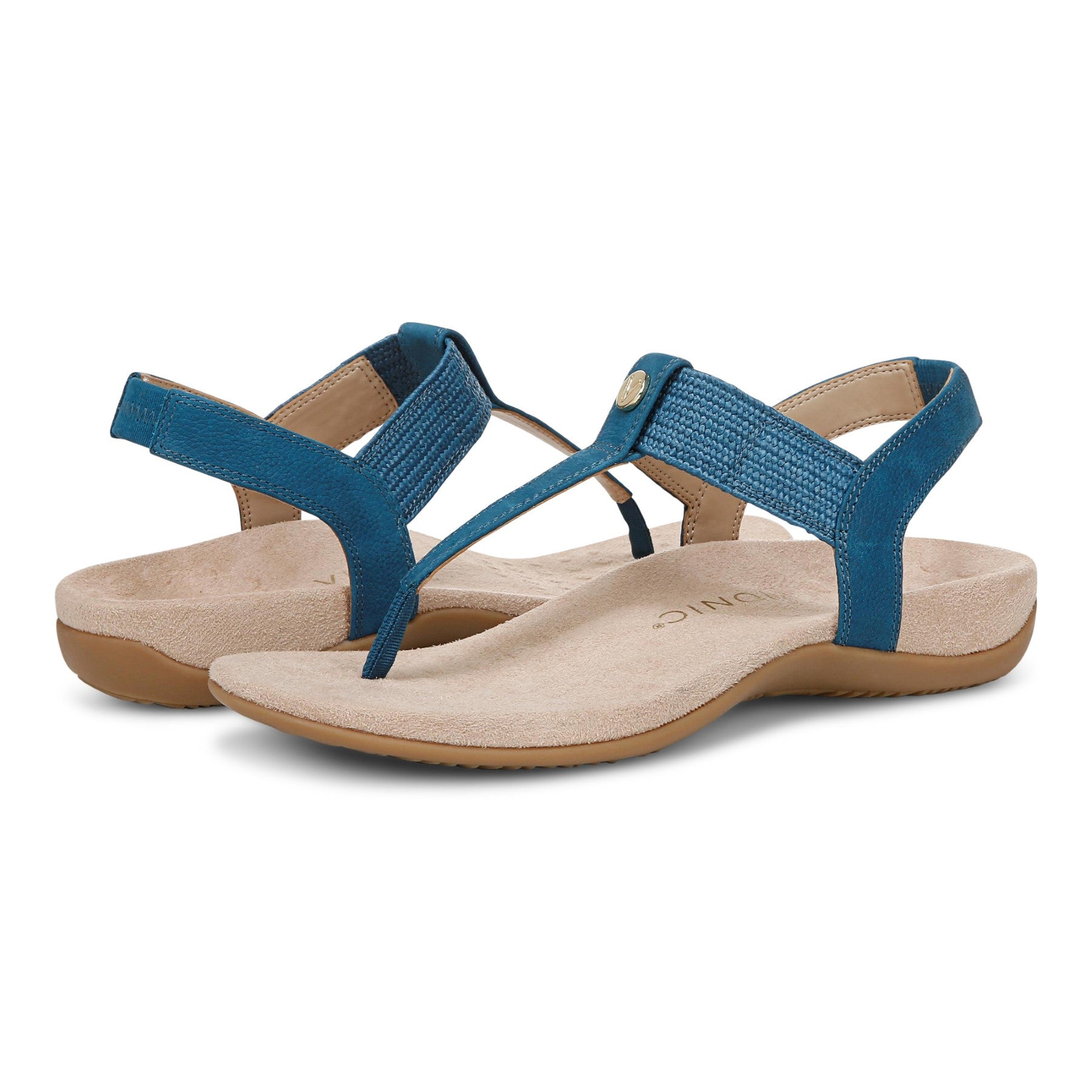 Vionic Brea Women's Toe Post Comfort Sandal - Celestial Teal - pair left angle