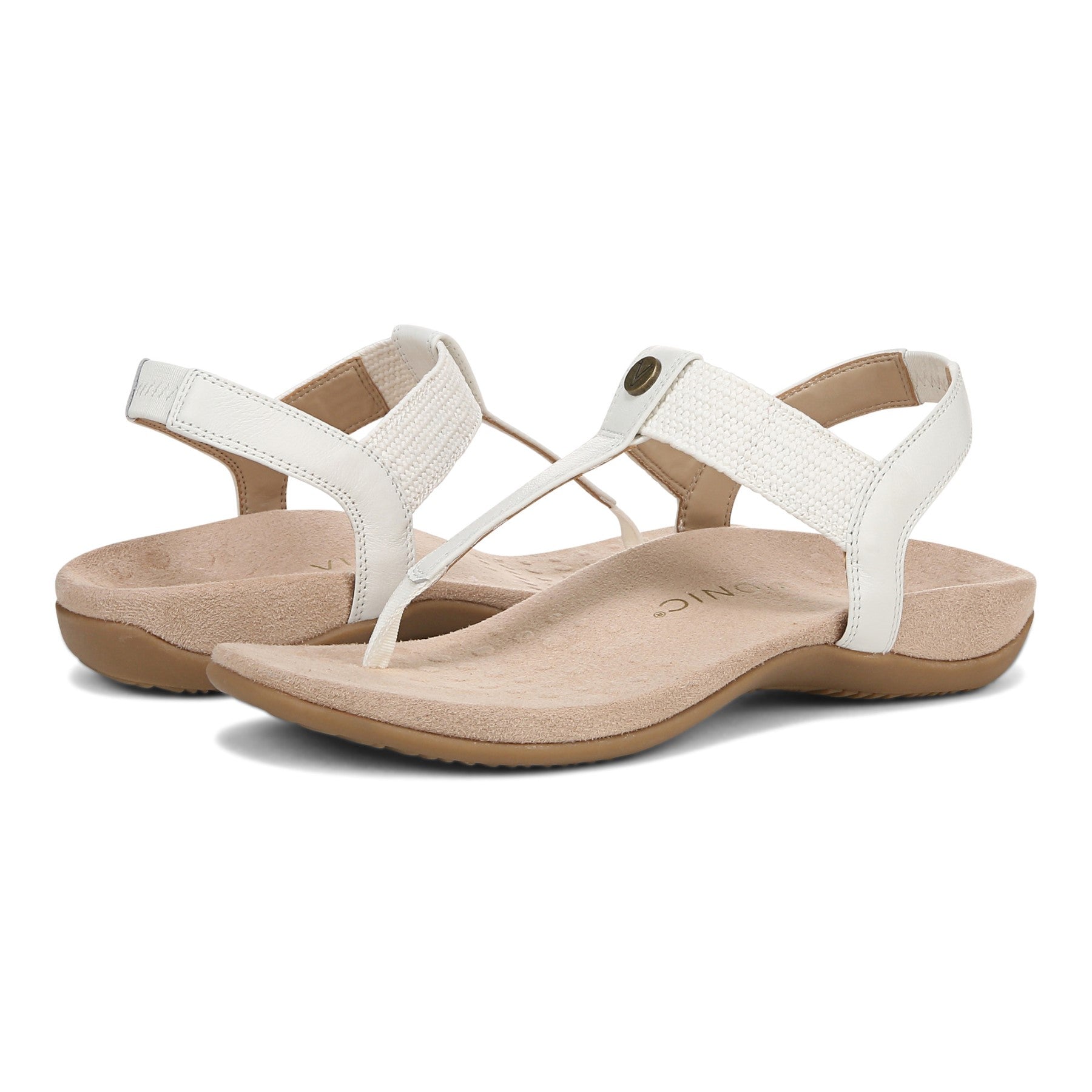 Vionic Brea Women's Toe Post Comfort Sandal - White - pair left angle