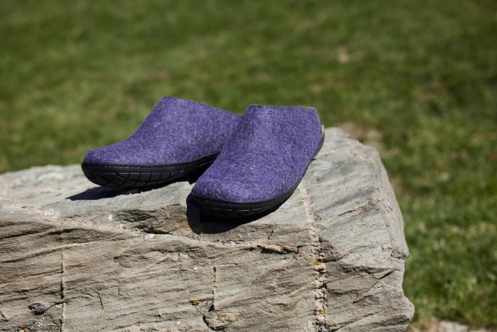Glerups Wool Open Heel Unisex Slipper / Slip-on Clog - Rubber Sole - Model BR -  Br 05 Black Rubber