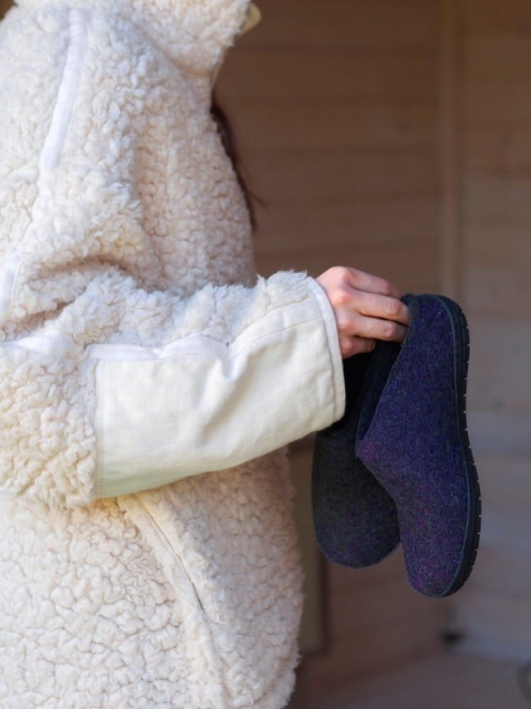 Glerups Wool Open Heel Unisex Slipper / Slip-on Clog - Rubber Sole - Model BR -  Br 05 Holding