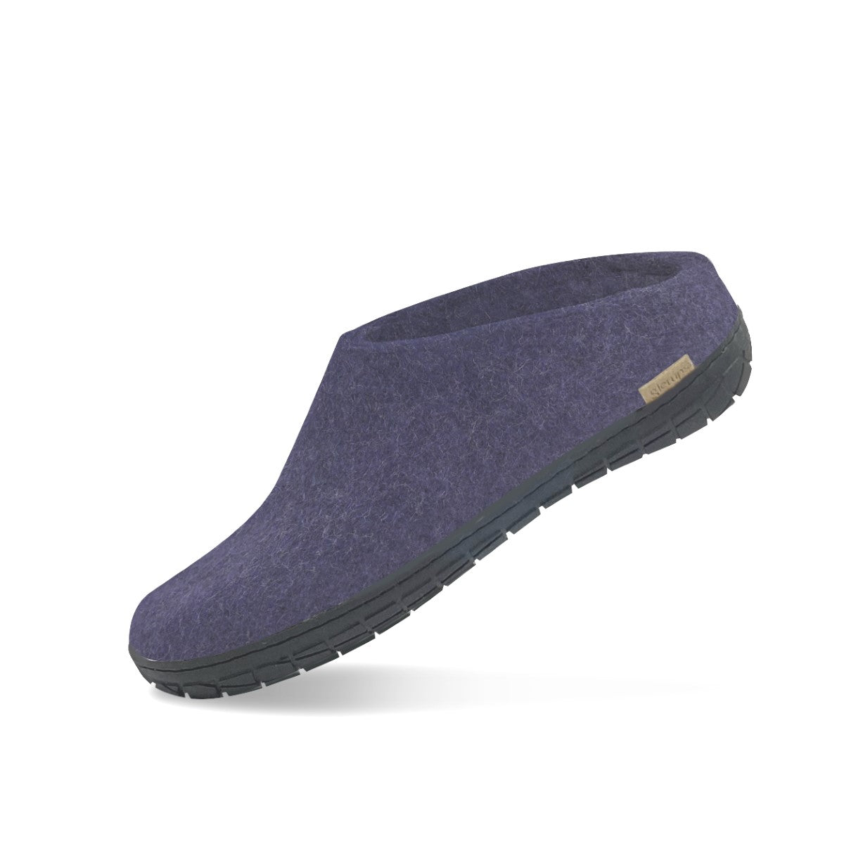 Glerups Wool Open Heel Unisex Slipper / Slip-on Clog - Rubber Sole - Model BR - Purple/Black