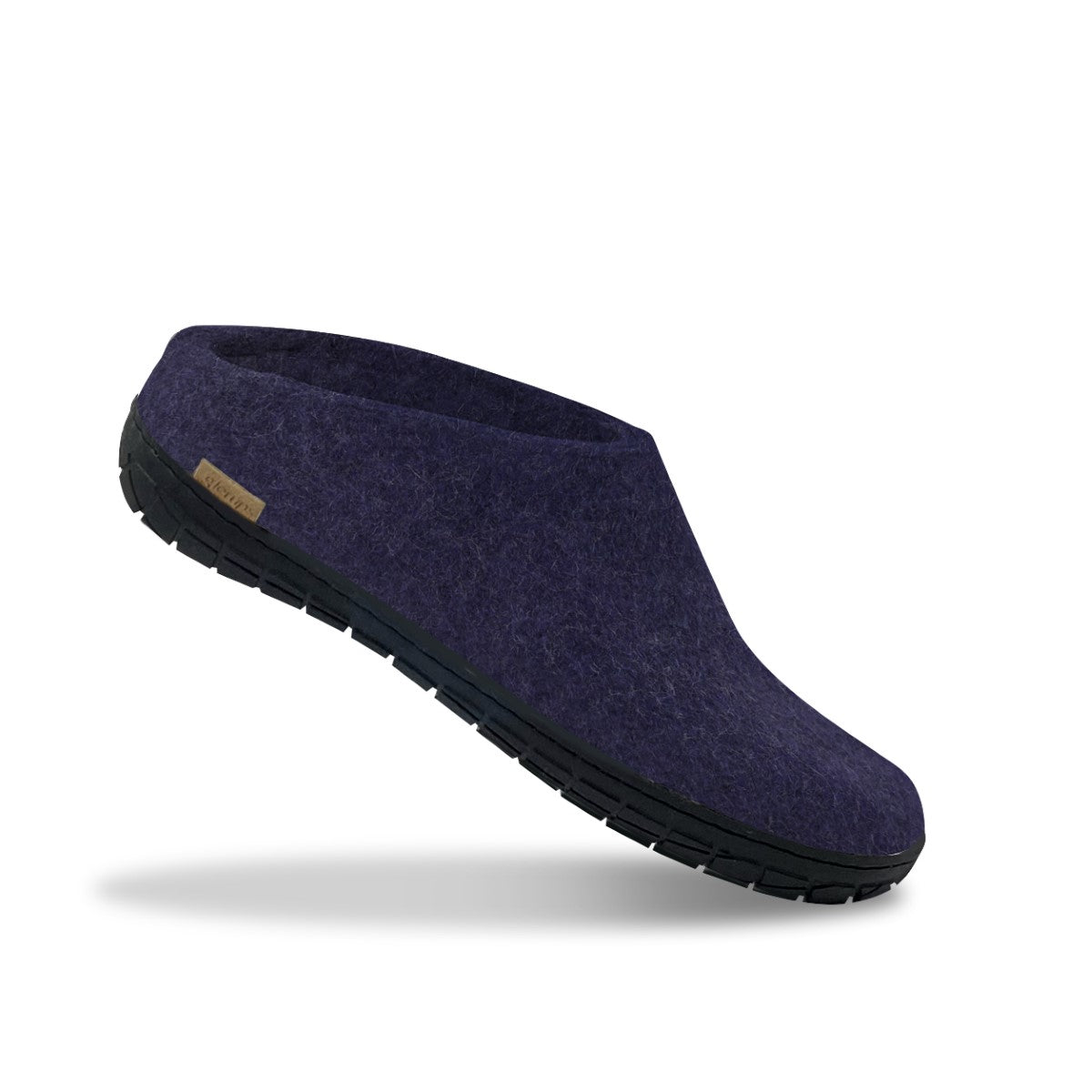 Glerups Wool Open Heel Unisex Slipper / Slip-on Clog - Rubber Sole - Model BR - Purple/Black