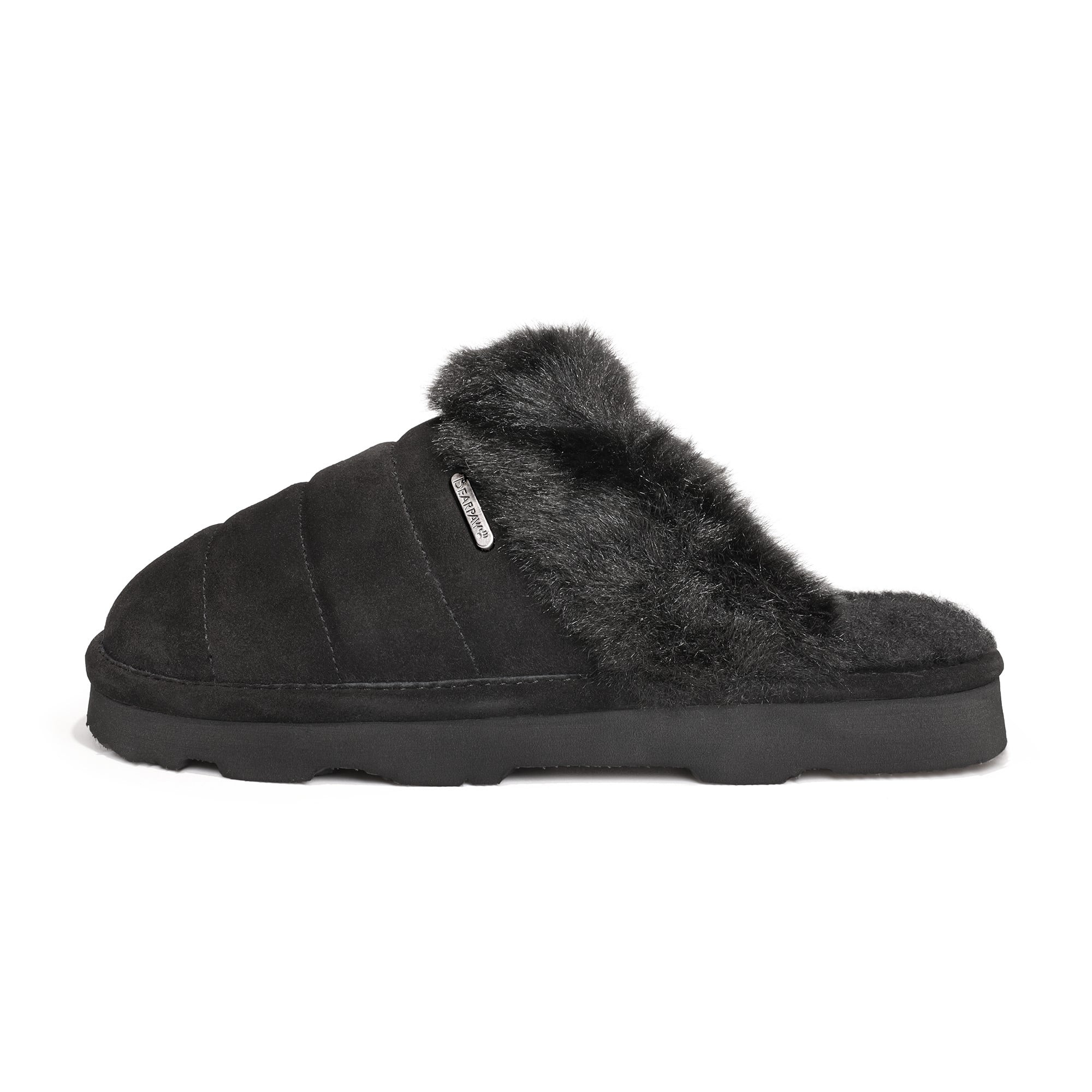 Bearpaw Women's Loki Style Quilted Slippers - 3053W Jordyn - Cozy Indoor/Outdoor House Shoe in Black