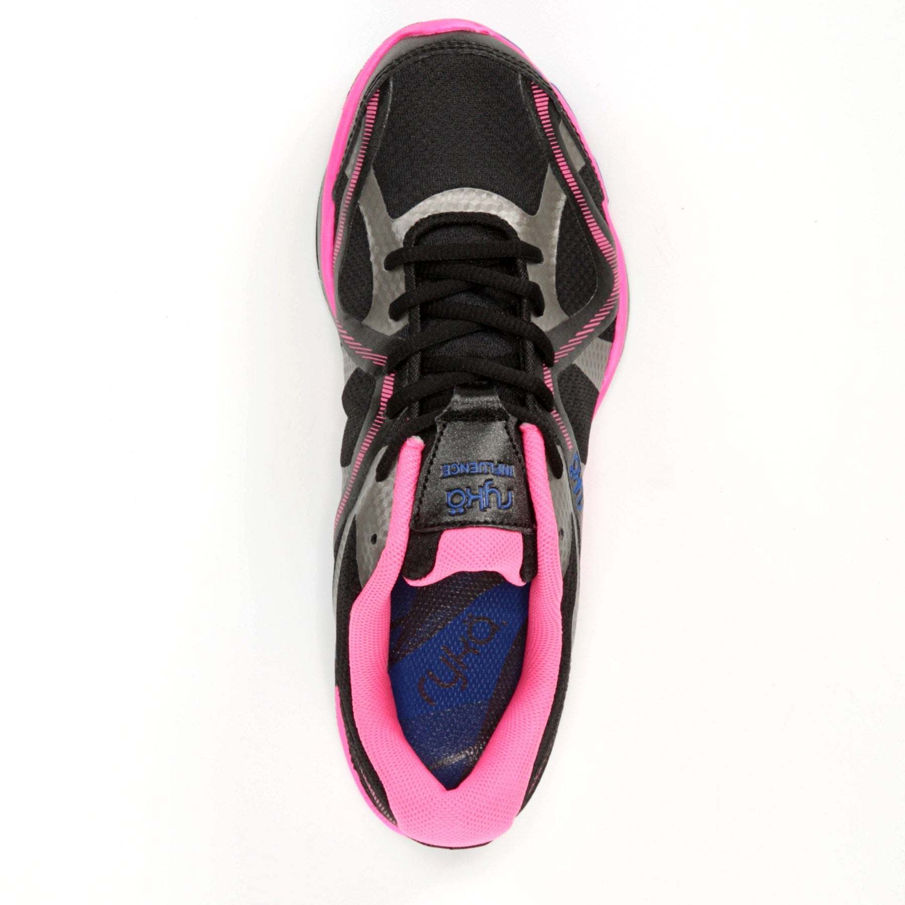 Ryka Influence Women's Athletic Training Sneaker - Black / Atomic Pink / Royal Blue - Top