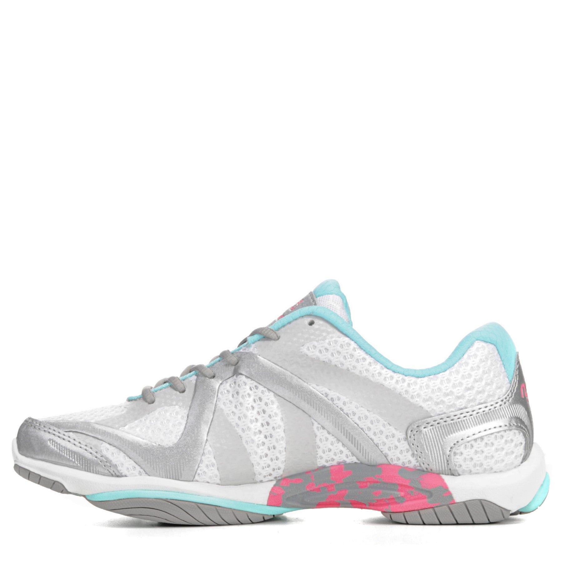Ryka Influence Women's Athletic Training Sneaker - White / Aqua / Hotpink - Left Side