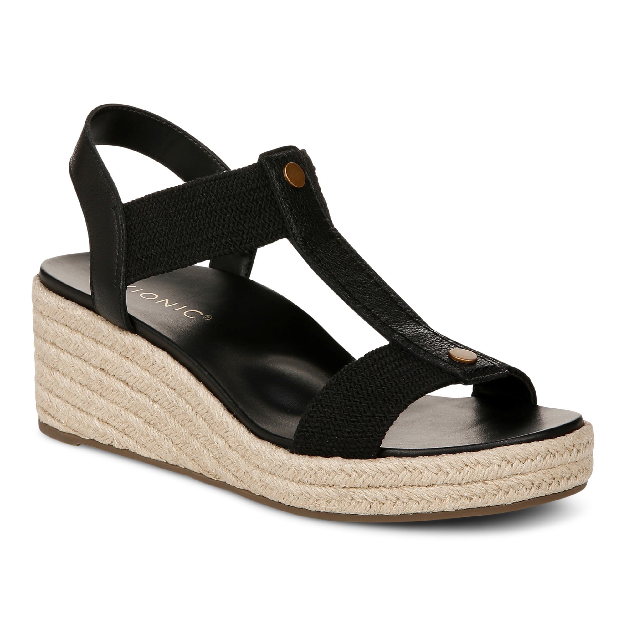 Vionic Calera Women's Espadrille Comfort Wedge Sandal in Black