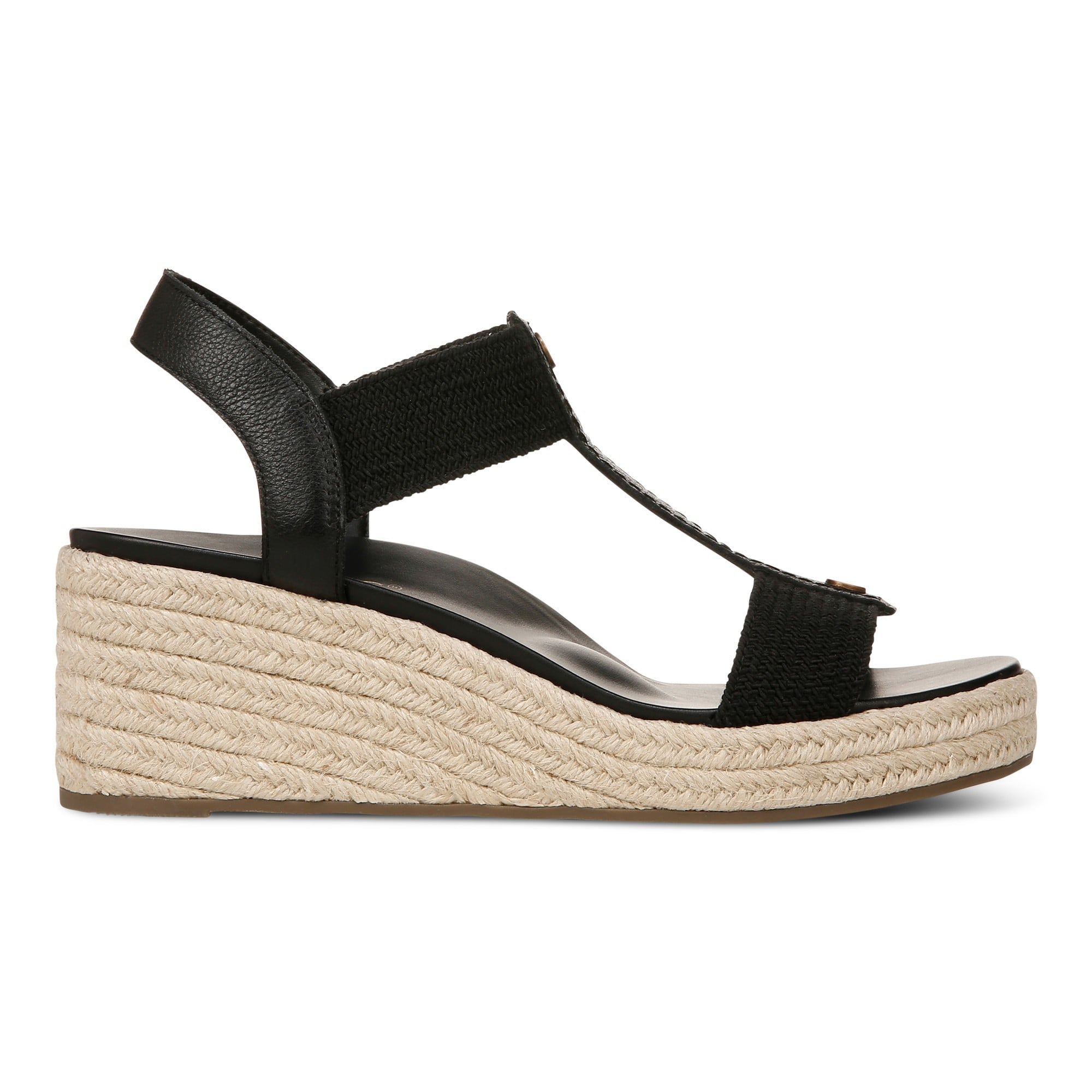 Vionic Calera Women's Espadrille Comfort Wedge Sandal - Black - Right side
