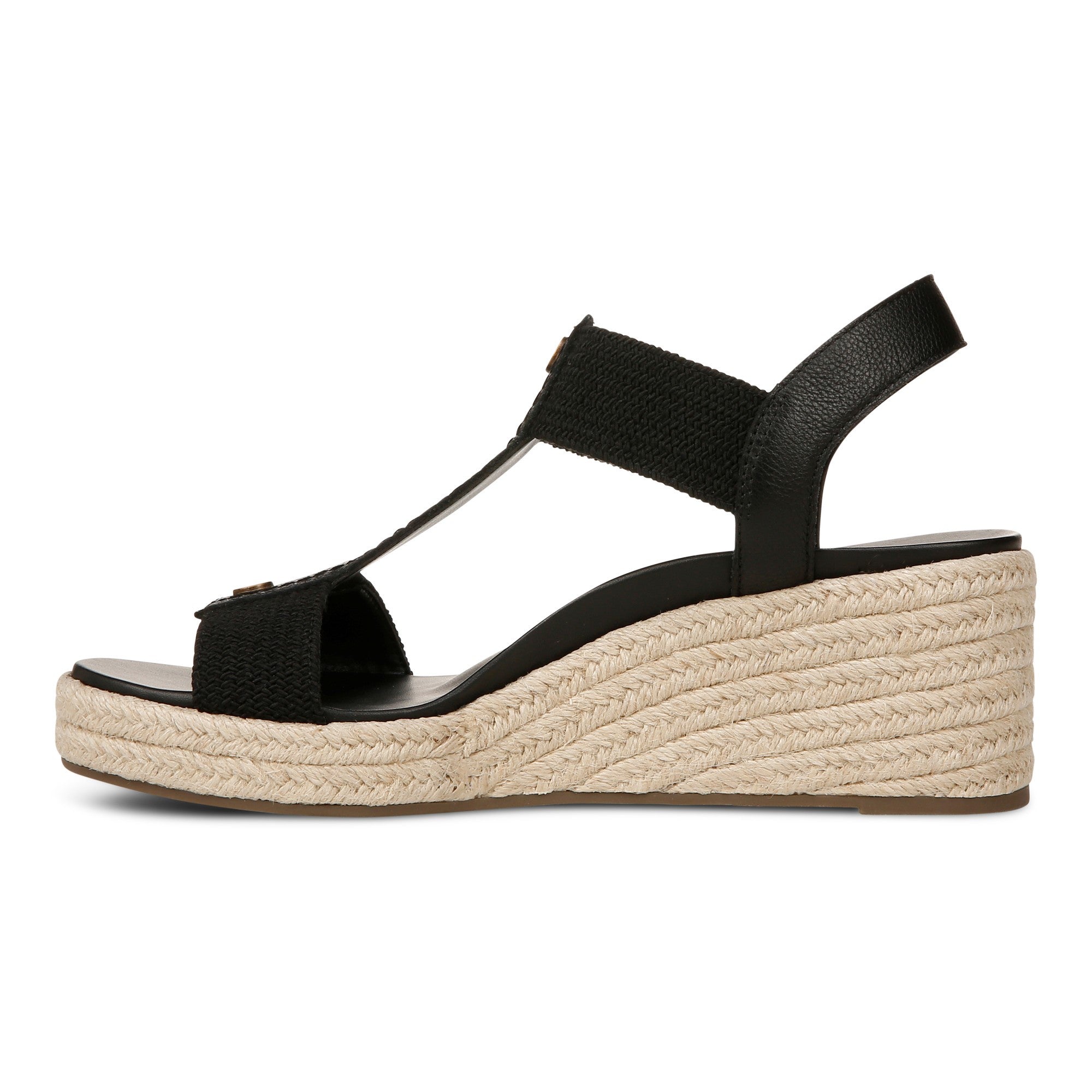 Vionic Calera Women's Espadrille Comfort Wedge Sandal - Black - Left Side
