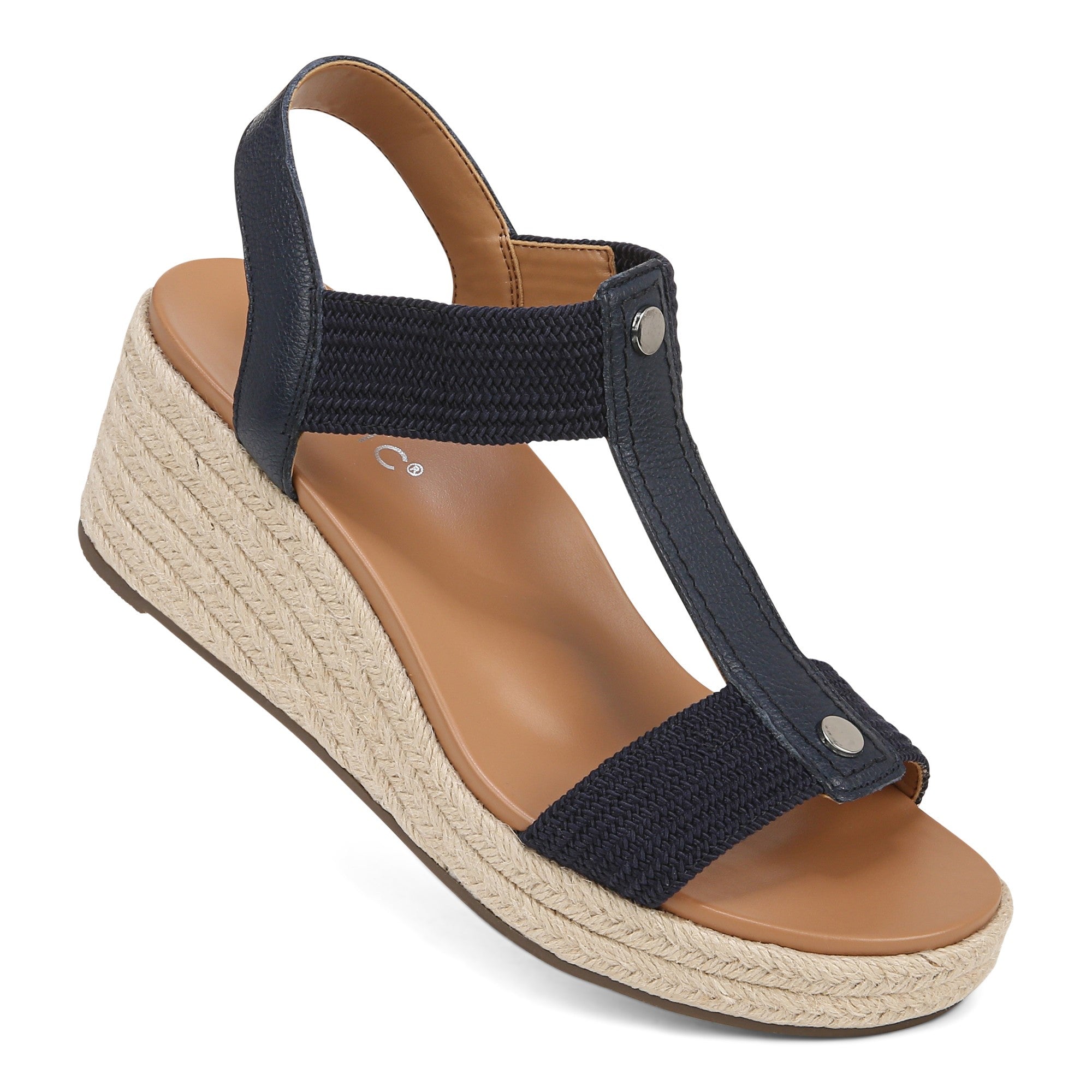 Vionic Calera Women's Espadrille Comfort Wedge Sandal - Navy - CALERA-I8654L2400-NAVY-13fl-med