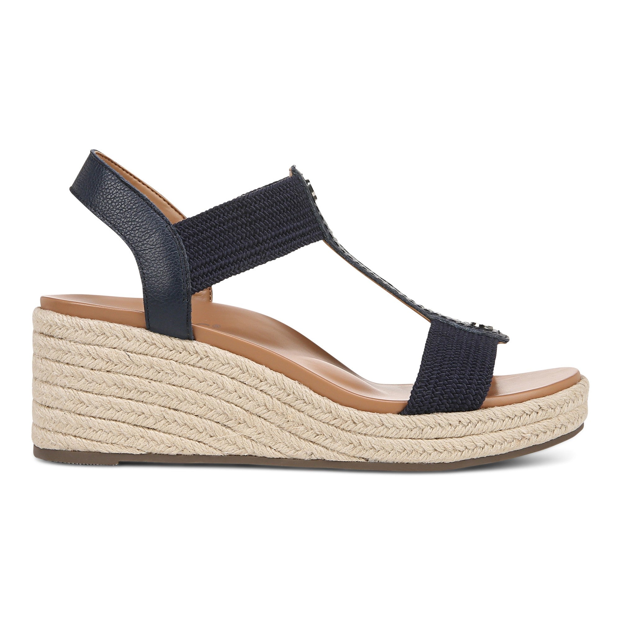 Vionic Calera Women's Espadrille Comfort Wedge Sandal - Navy - Right side