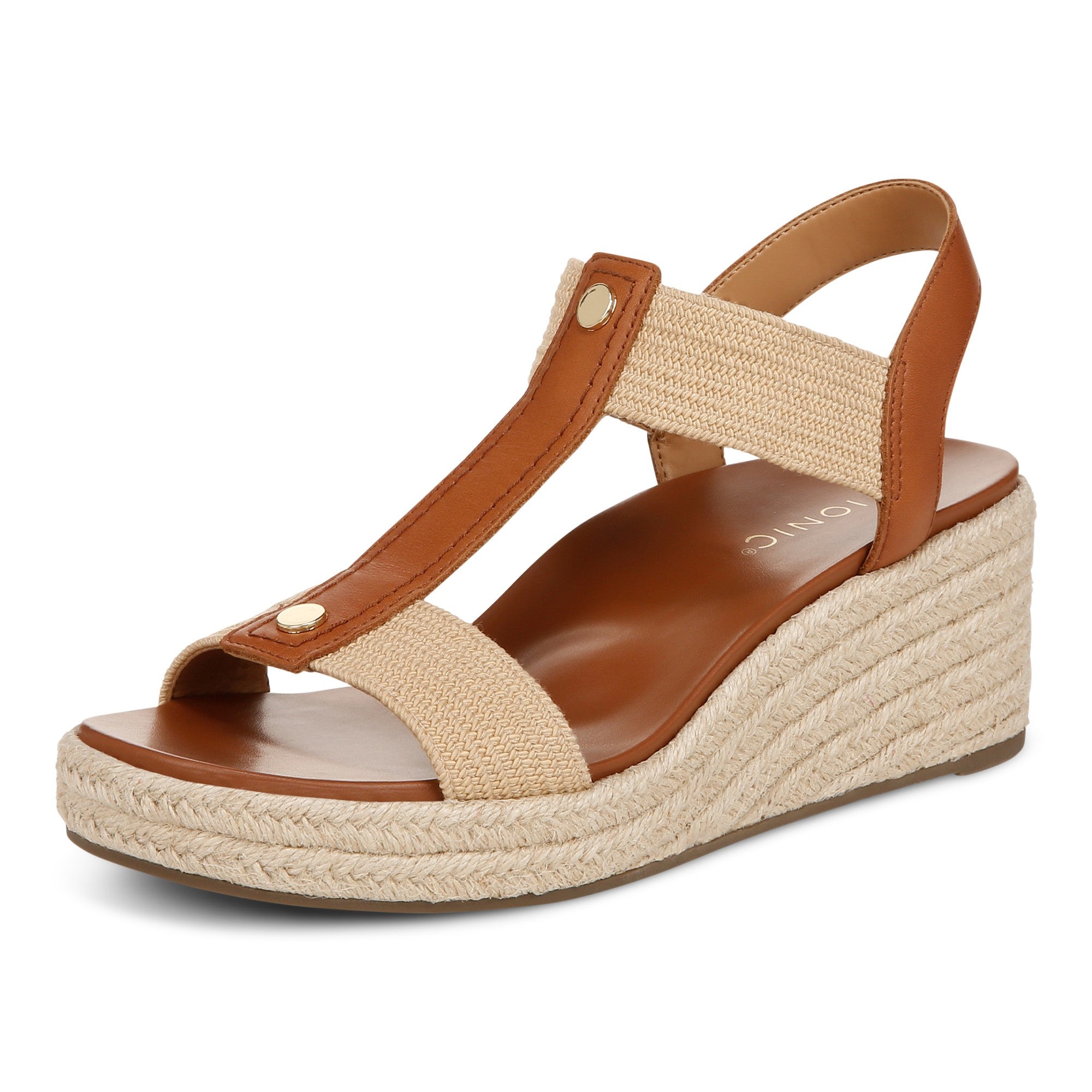 Vionic Calera Women's Espadrille Comfort Wedge Sandal - Camel - Left angle