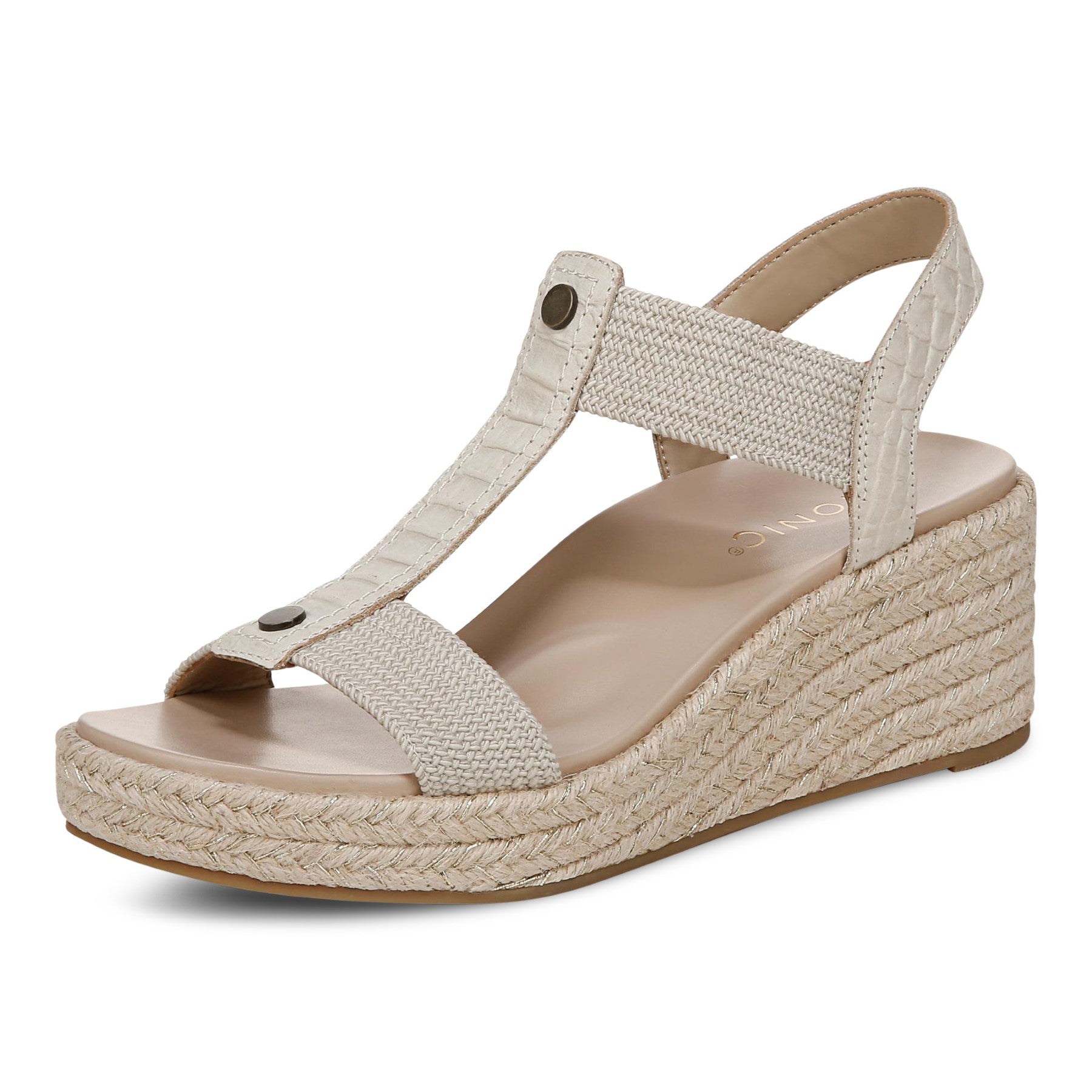 Vionic Calera Women's Espadrille Comfort Wedge Sandal - Cream - Unknown View