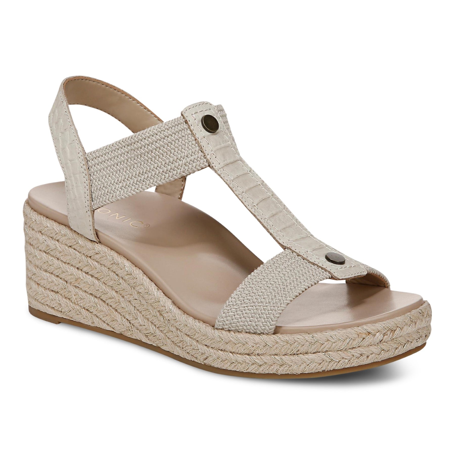 Vionic Calera Women's Espadrille Comfort Wedge Sandal - Cream - Unknown View