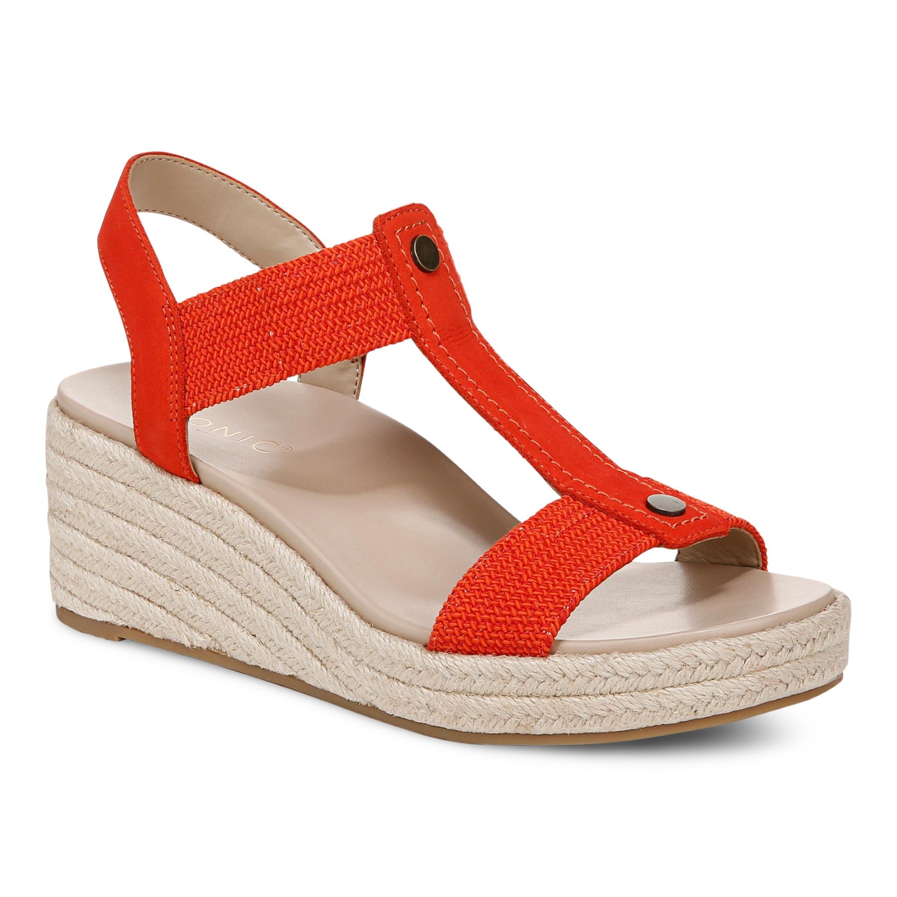 Vionic Calera Women's Espadrille Comfort Wedge Sandal - Cherry Tomato - Unknown View