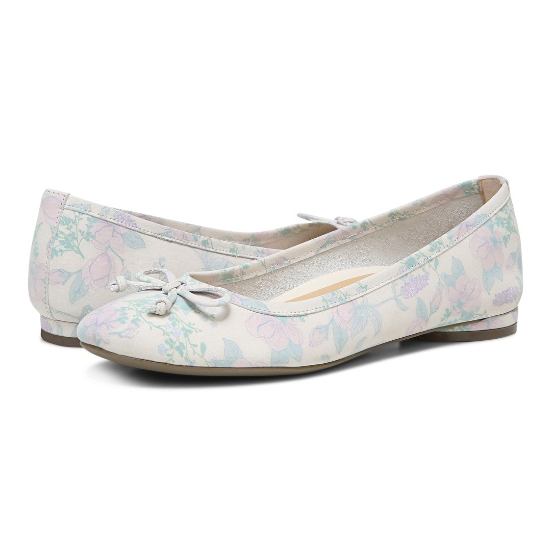 Vionic Callisto Women's Ballet Flats - Cream Botanical - pair left angle