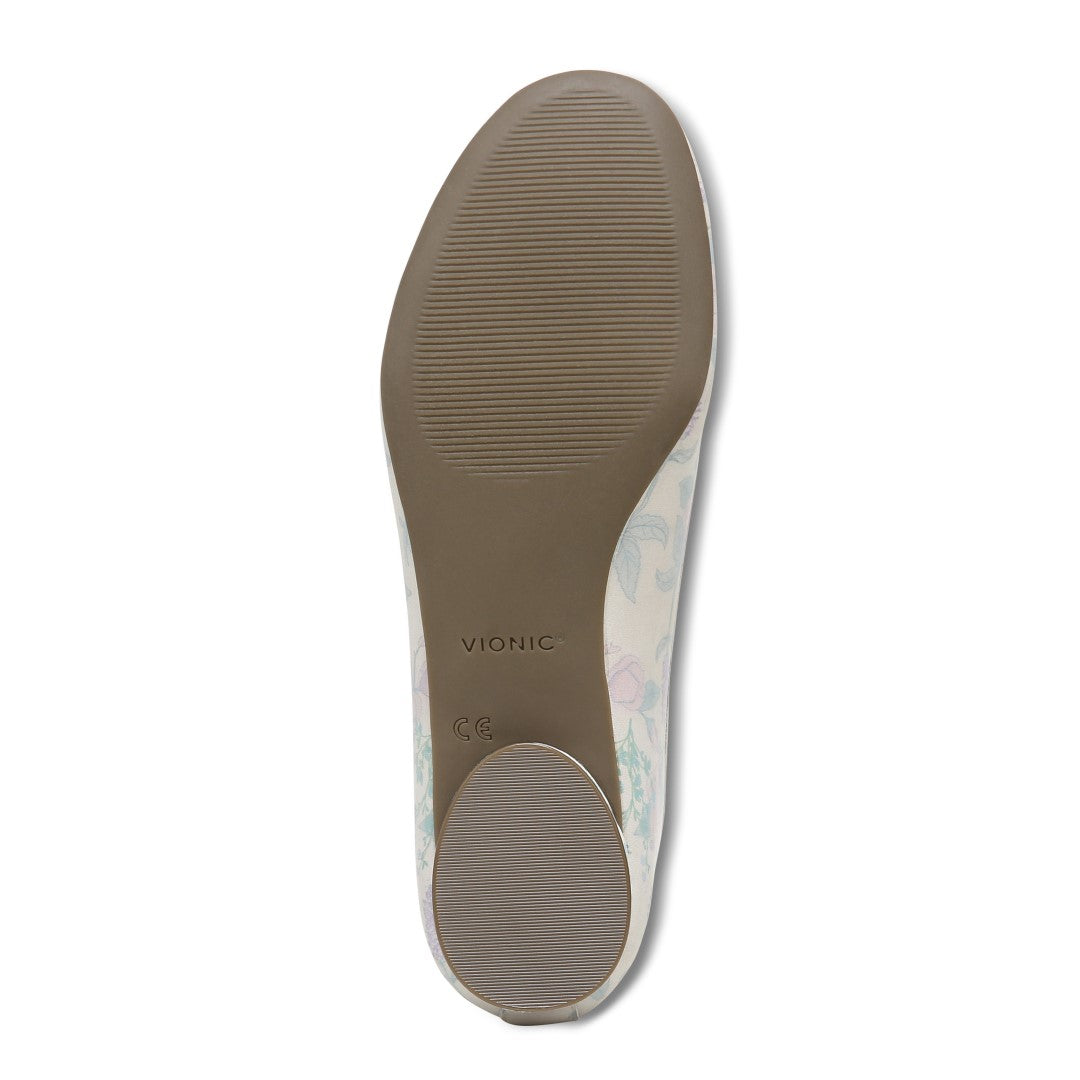 Vionic Callisto Women's Ballet Flats - Cream Botanical - Bottom