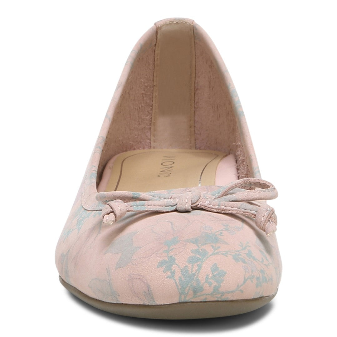 Vionic Callisto Women's Ballet Flats - Peach Botanical - Front