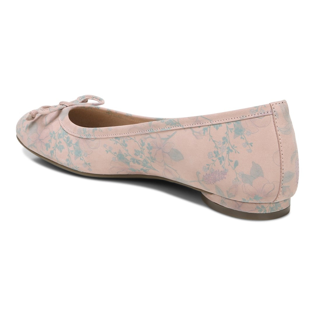 Vionic Callisto Women's Ballet Flats - Peach Botanical - Back angle