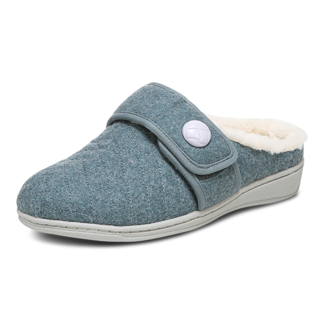 Vionic Carlin Women's Supportive Slippers - Mineral Flan Shear - Left angle