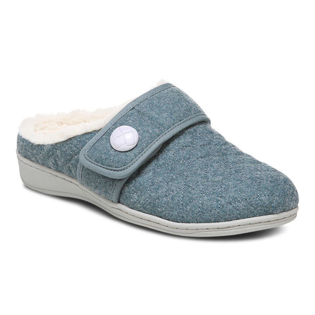 Vionic Carlin Women's Supportive Slippers - Mineral Flan Shear - Angle main