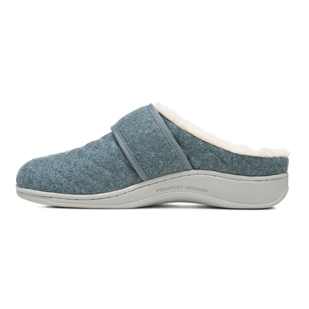 Vionic Carlin Women's Supportive Slippers - Mineral Flan Shear - Left Side
