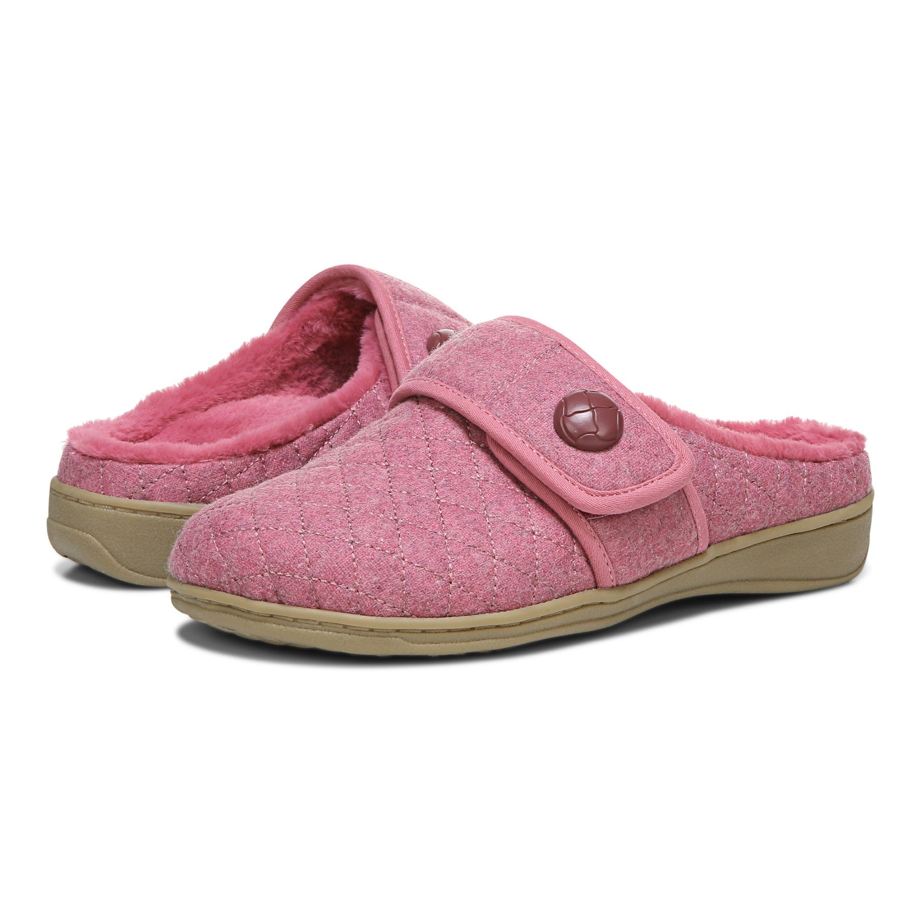 Vionic Carlin Women's Supportive Slippers - Rhubarb - pair left angle