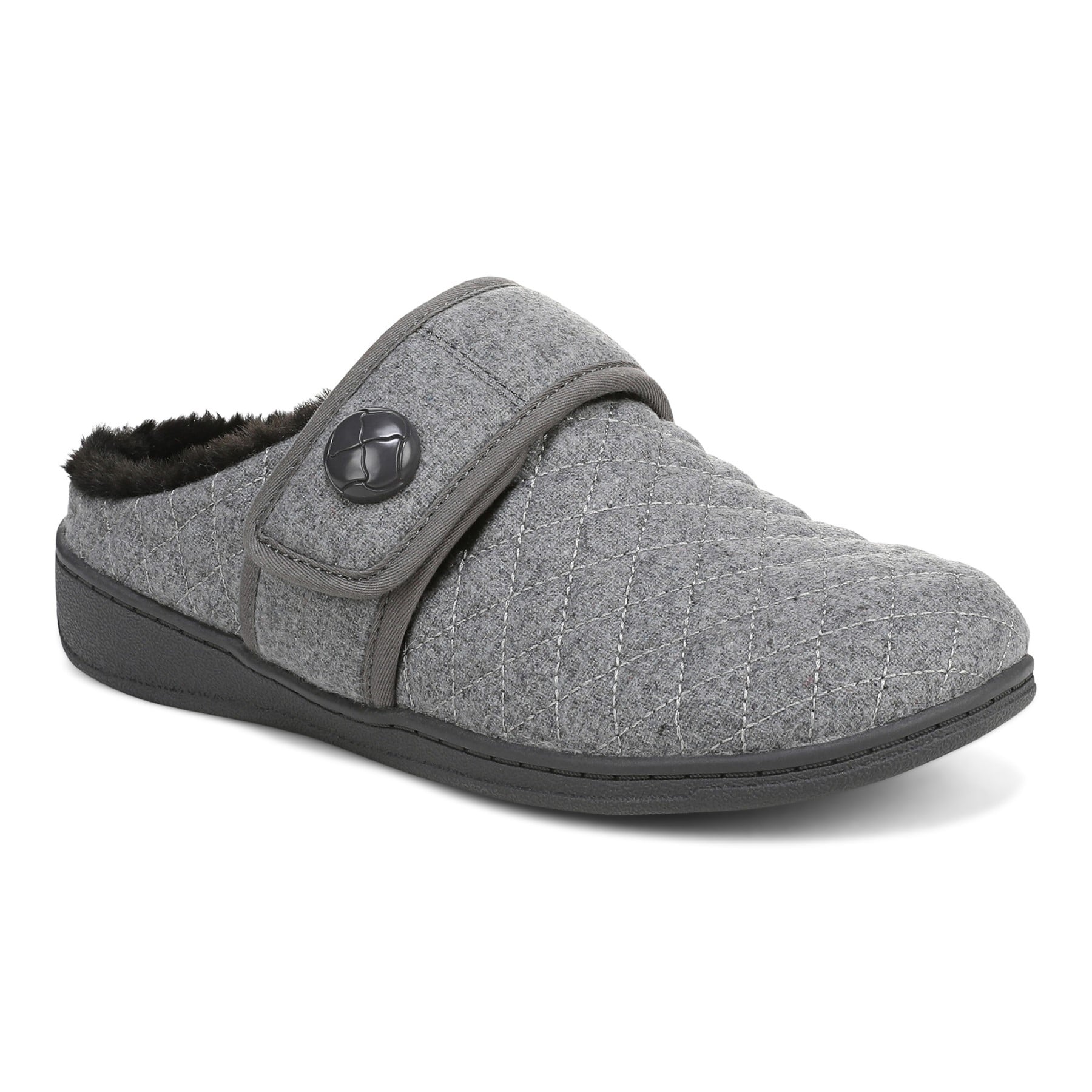 Vionic Carlin Women's Supportive Slippers - Charcoal Grey Angle main