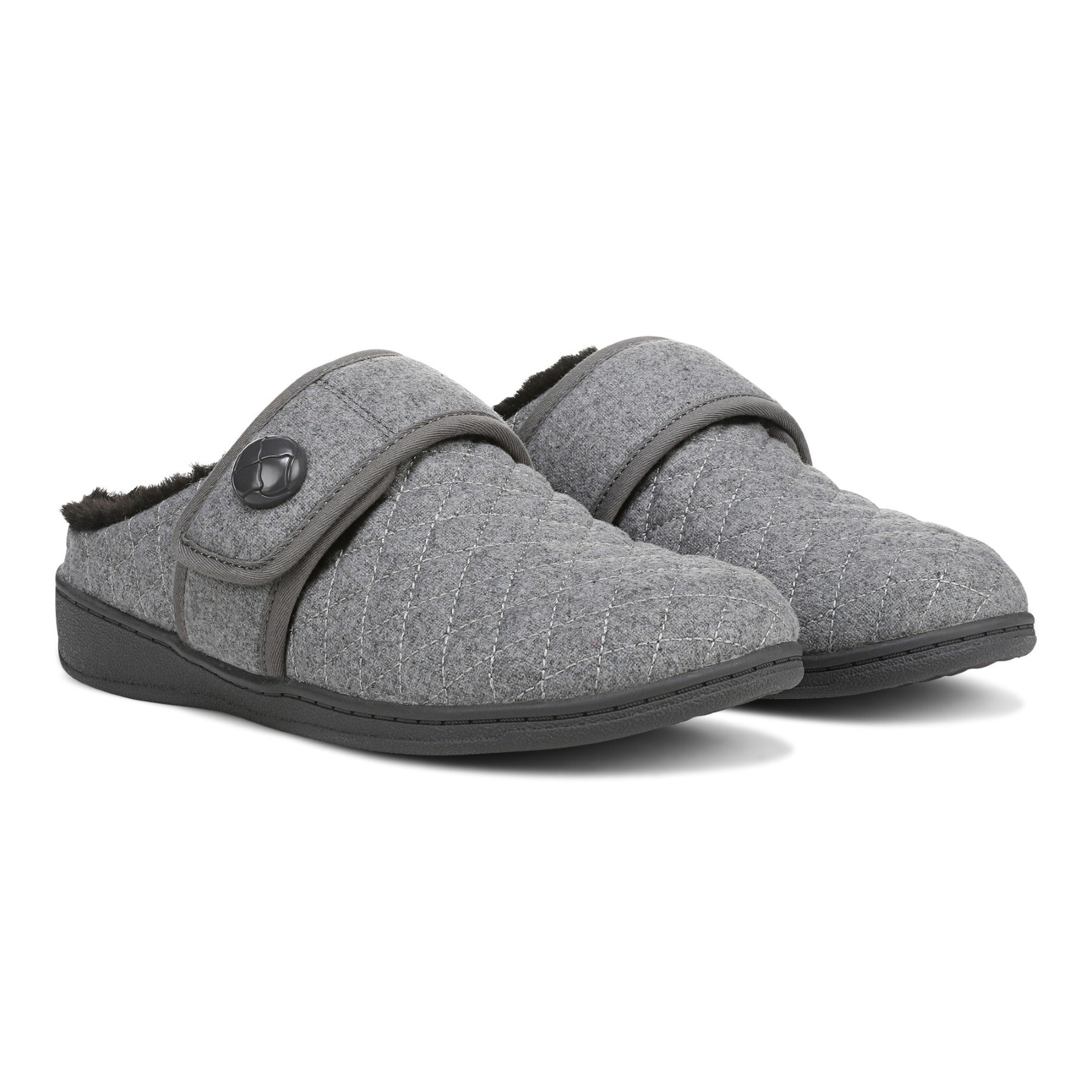 Vionic Carlin Women's Supportive Slippers - Charcoal Grey Pair