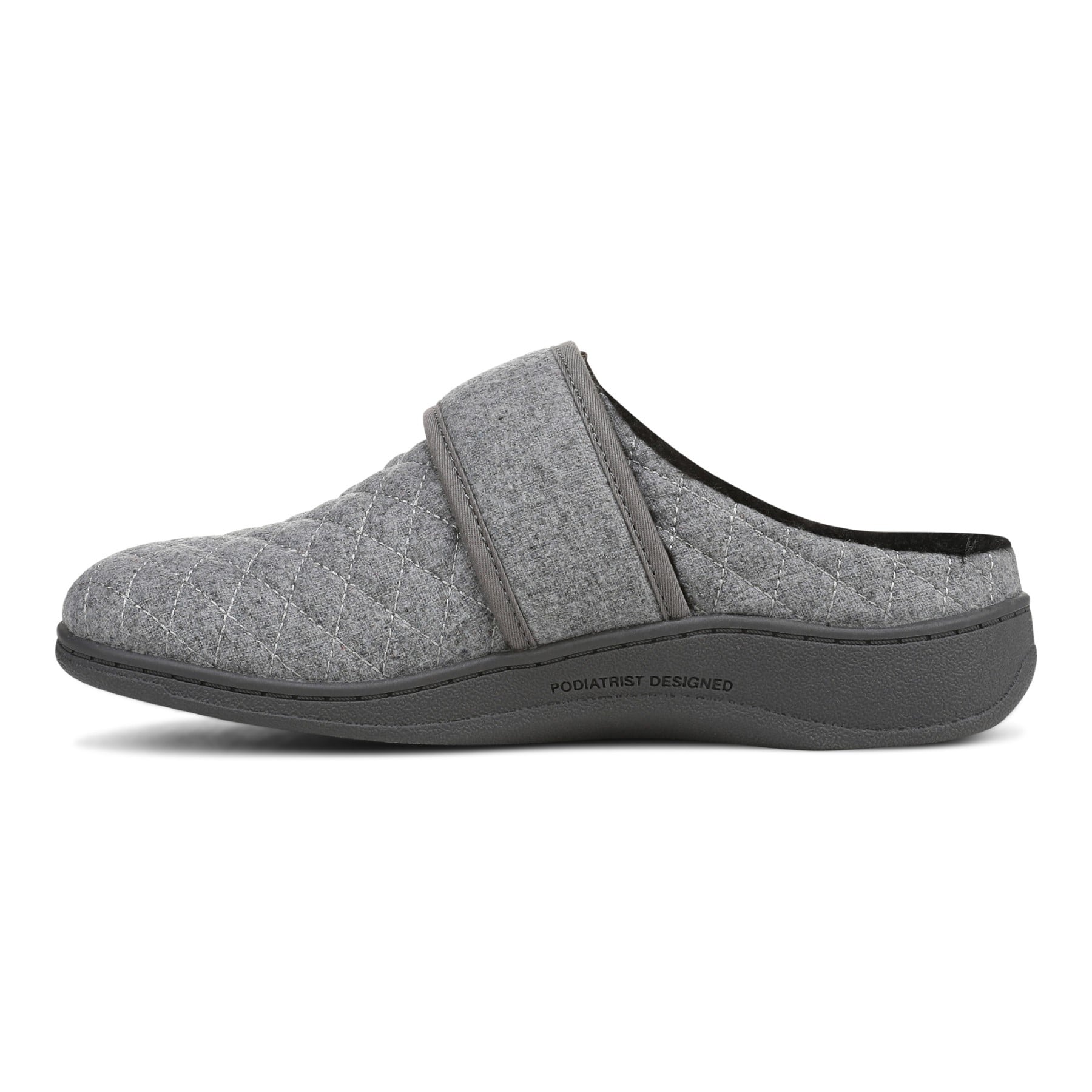 Vionic Carlin Women's Supportive Slippers - Charcoal Grey Left Side