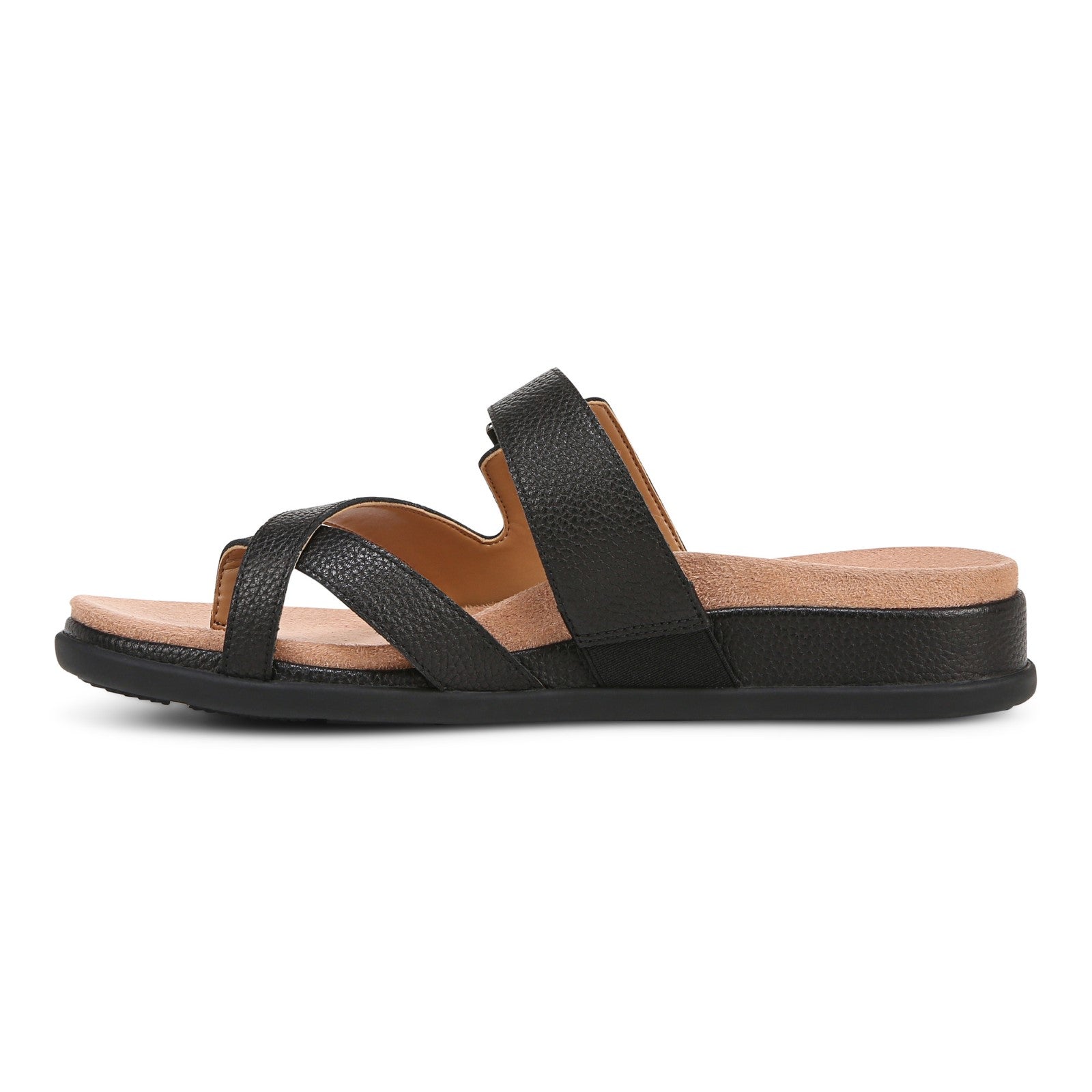 Vionic Carmela Women's Thong Sandals - Black Leather - Left Side