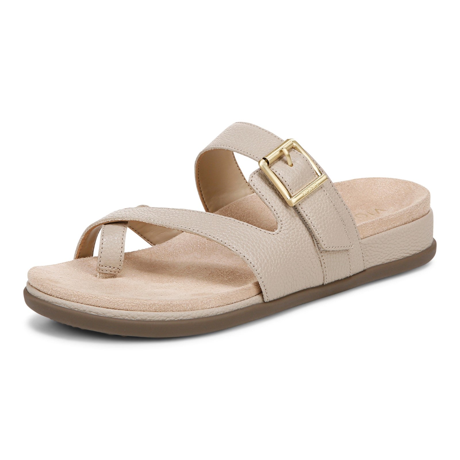 Vionic Carmela Women's Thong Sandals - Oatrmeal Leather - Left angle