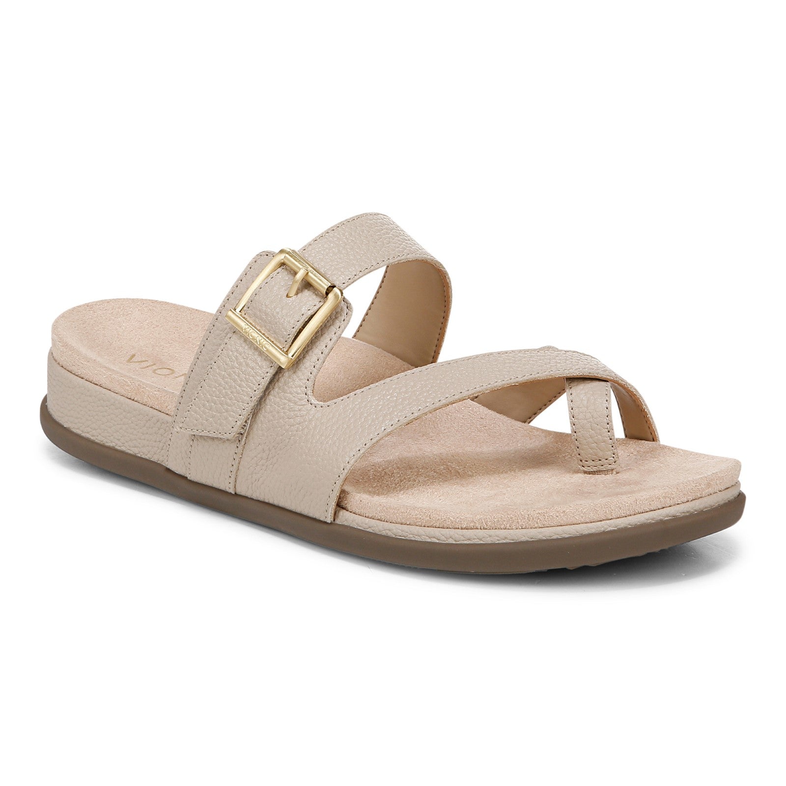 Vionic Carmela Women's Thong Sandals - Oatrmeal Leather - Angle main