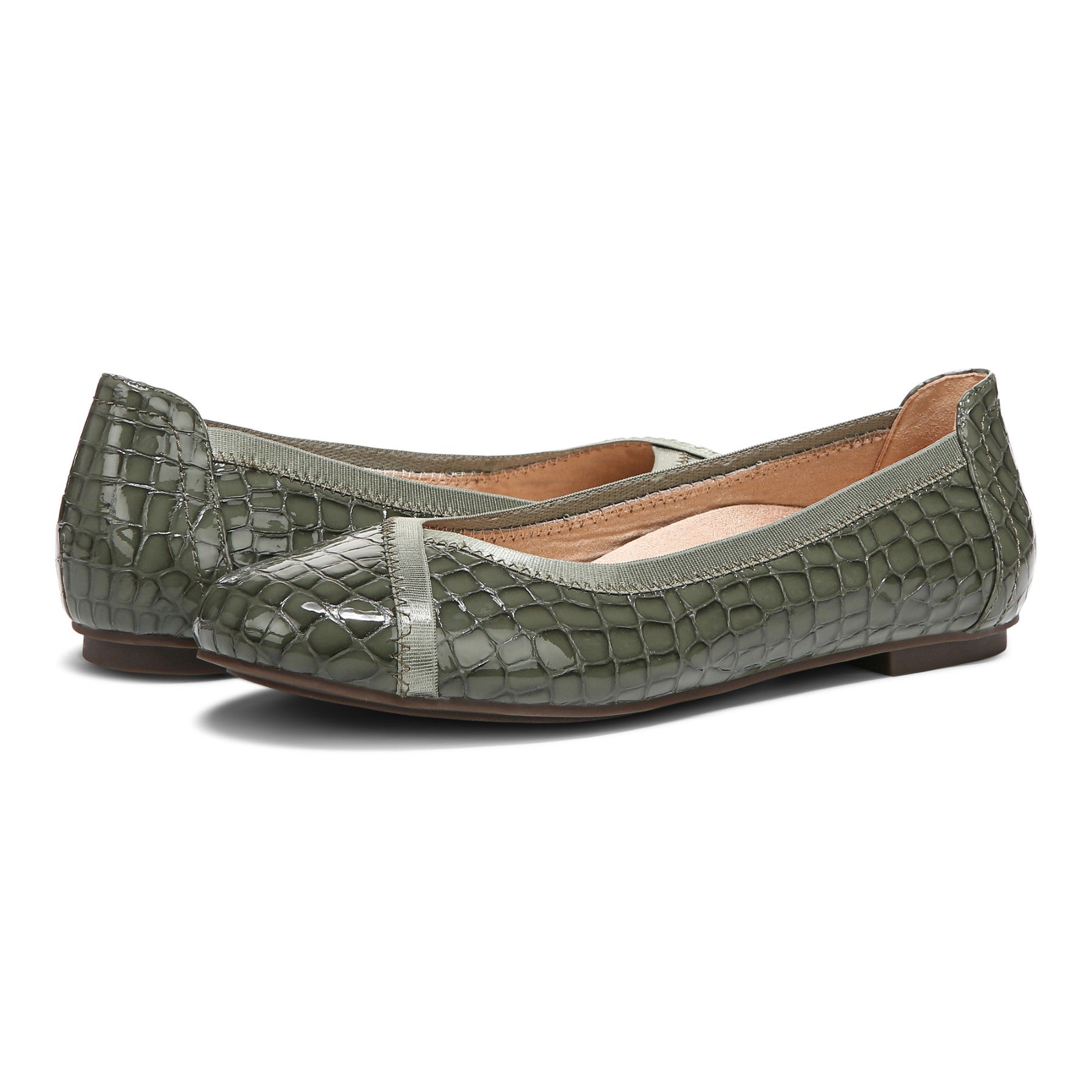 Vionic Spark Caroll - Women's Ballet Flat - Army Green - pair left angle