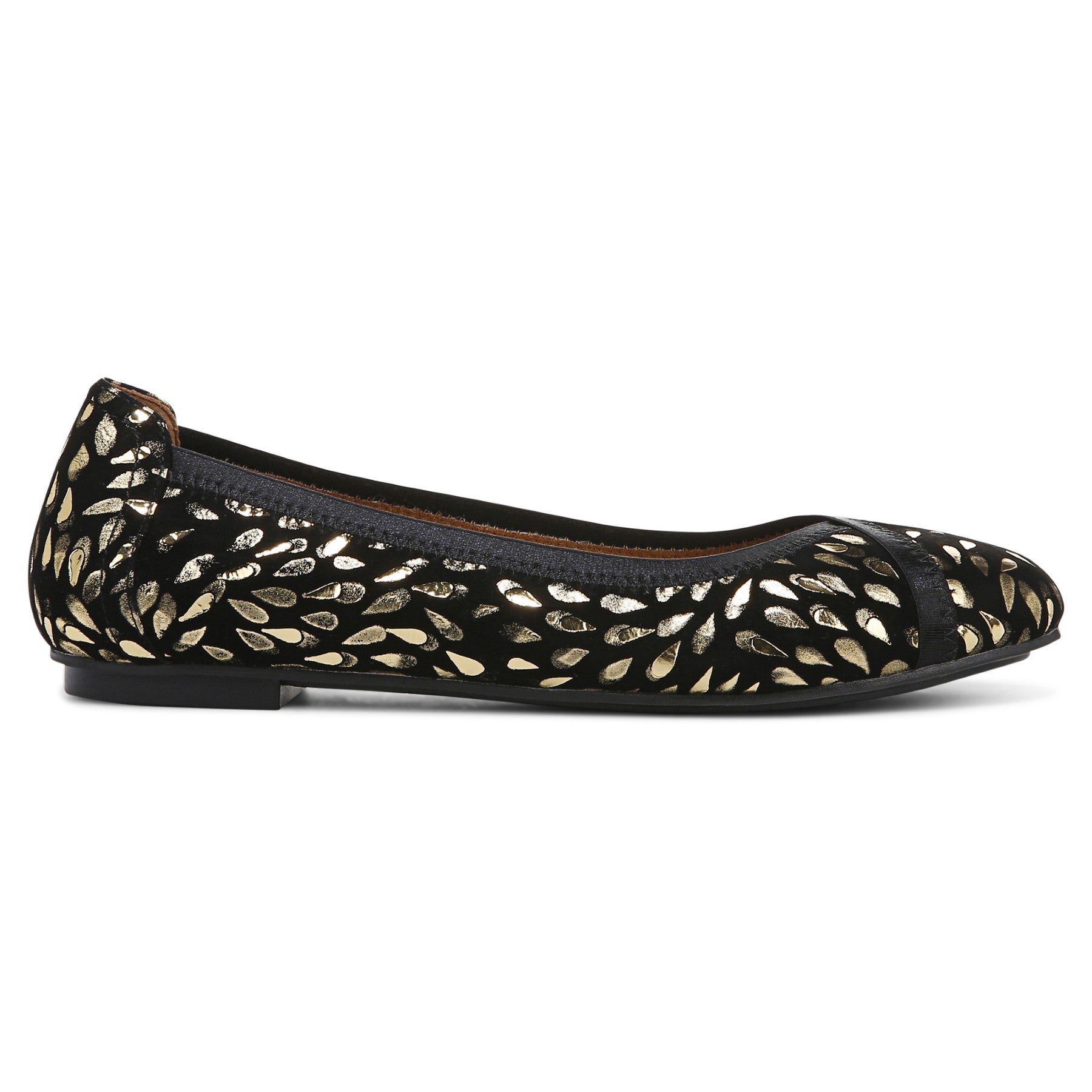 Vionic Spark Caroll - Women's Ballet Flat - Black-Foil-Suede - Right side