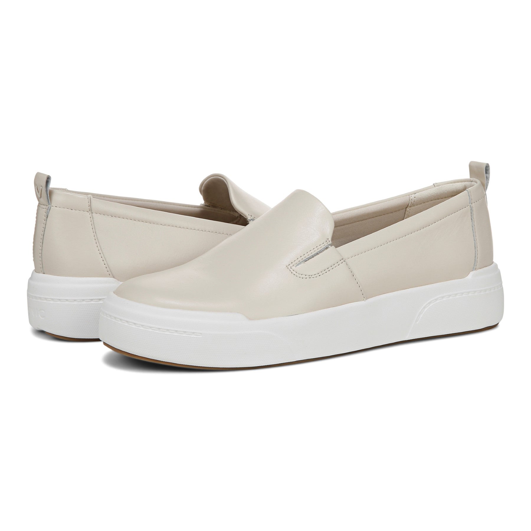 Vionic Carson womens Slip On/Loafer/Moc Shoe - Cream - pair left angle