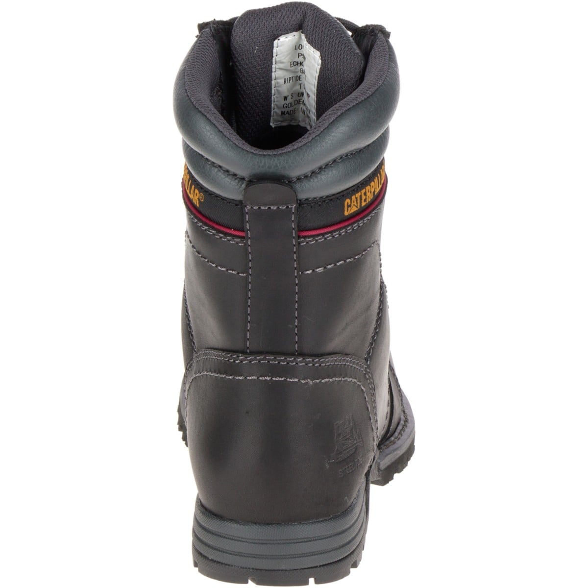 Caterpillar Echo Waterproof Steel Toe Work Boot Women's CAT Footwear - Black - Back