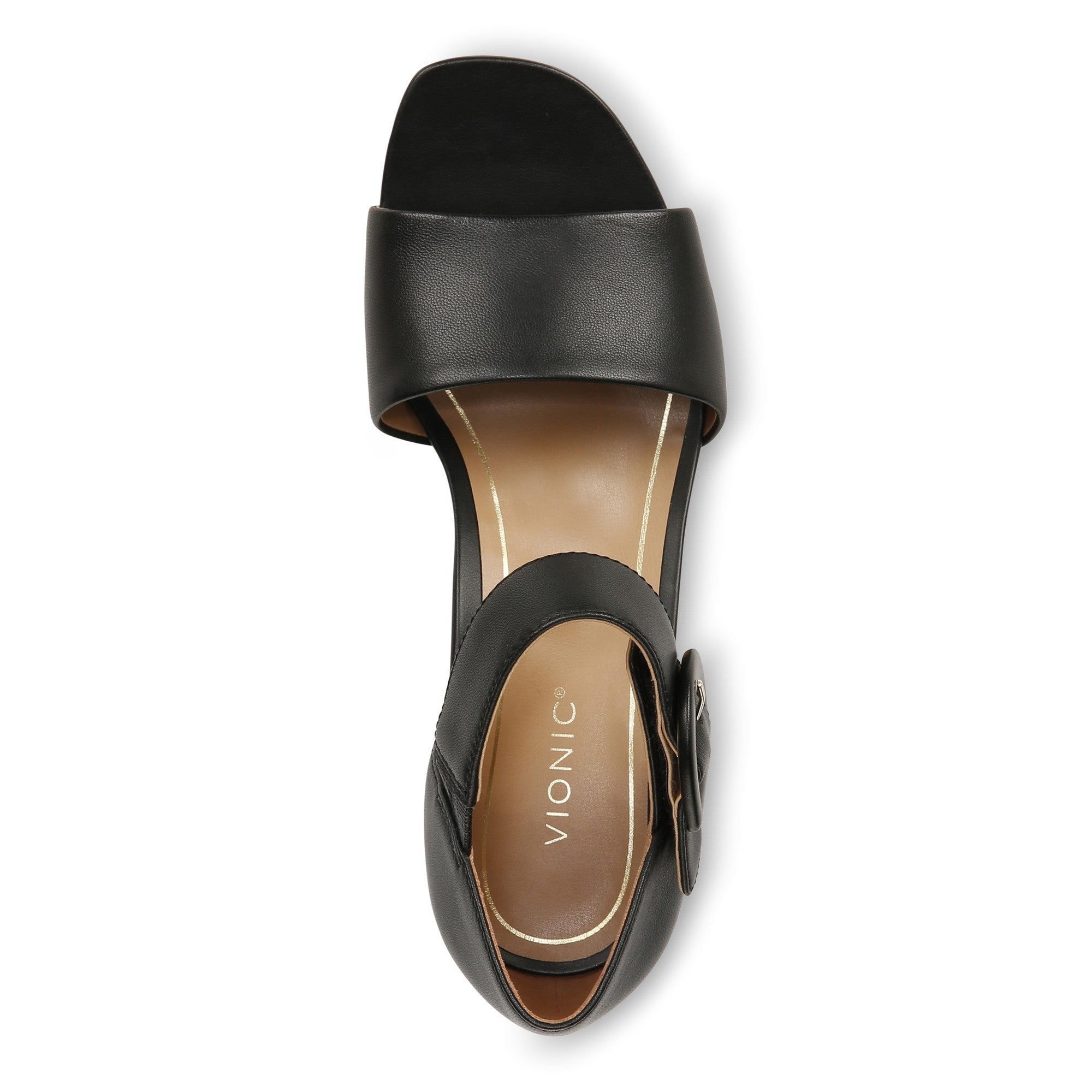 Vionic Chardonnay Womens Quarter/Ankle/T-Strap Sandals - Black Leather - Top