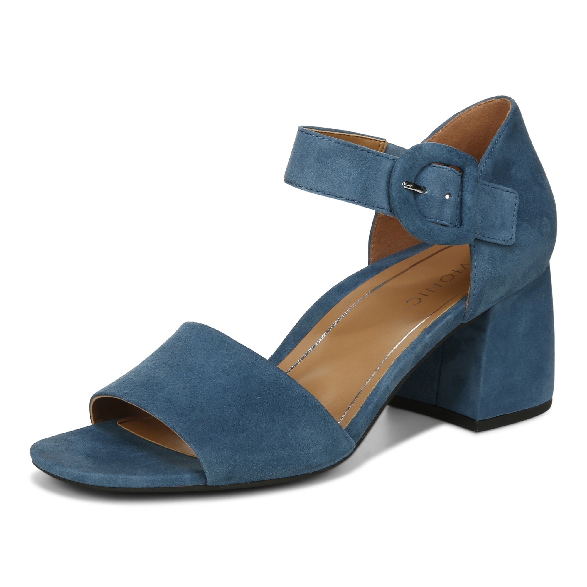 Vionic Chardonnay Womens Quarter/Ankle/T-Strap Sandals - Dark Teal Suede - Left angle
